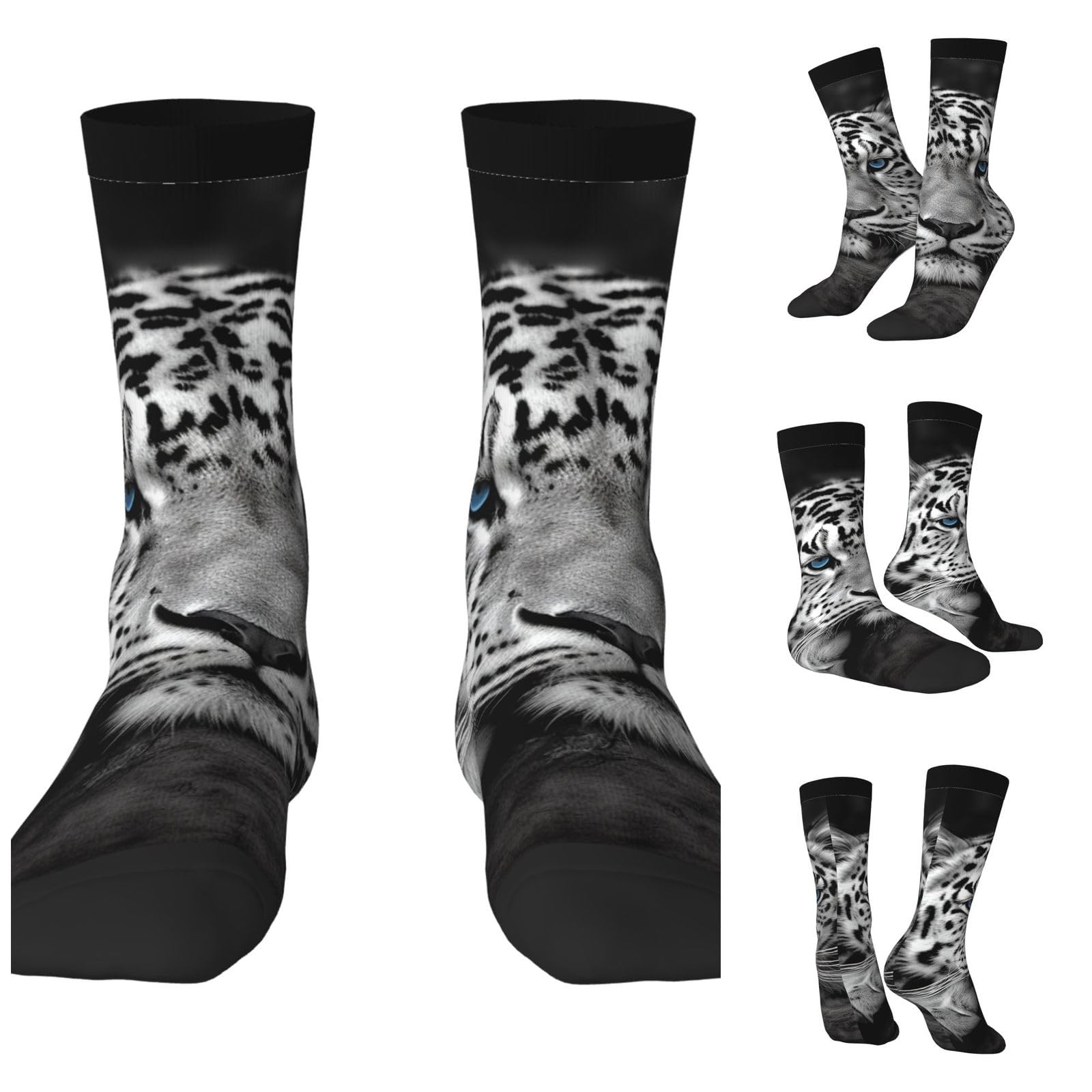 LZQPOEAS Black and white tiger Athletic Socks Unisex Cushioned Crew Socks Hiking Running Calf Sock Soft Above Ankle Sock