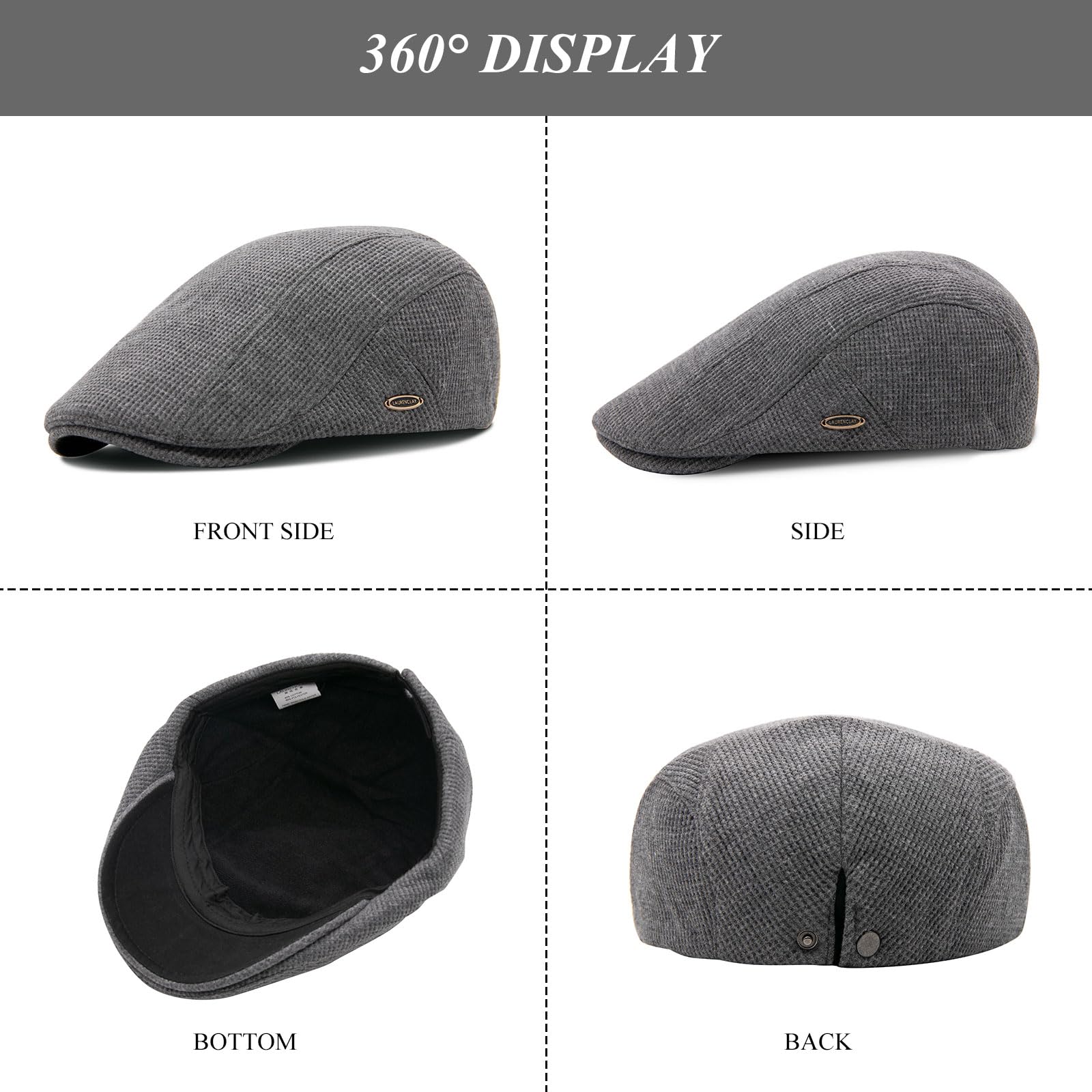 YAMEIZE Gorra Retro Flat Cap Cabbie Invierno Ajustable Newsboy Sombrero para Hombres Mujeres Ivy Cap Boina de Algodón de Moda Peaky Flat Cap Conducción