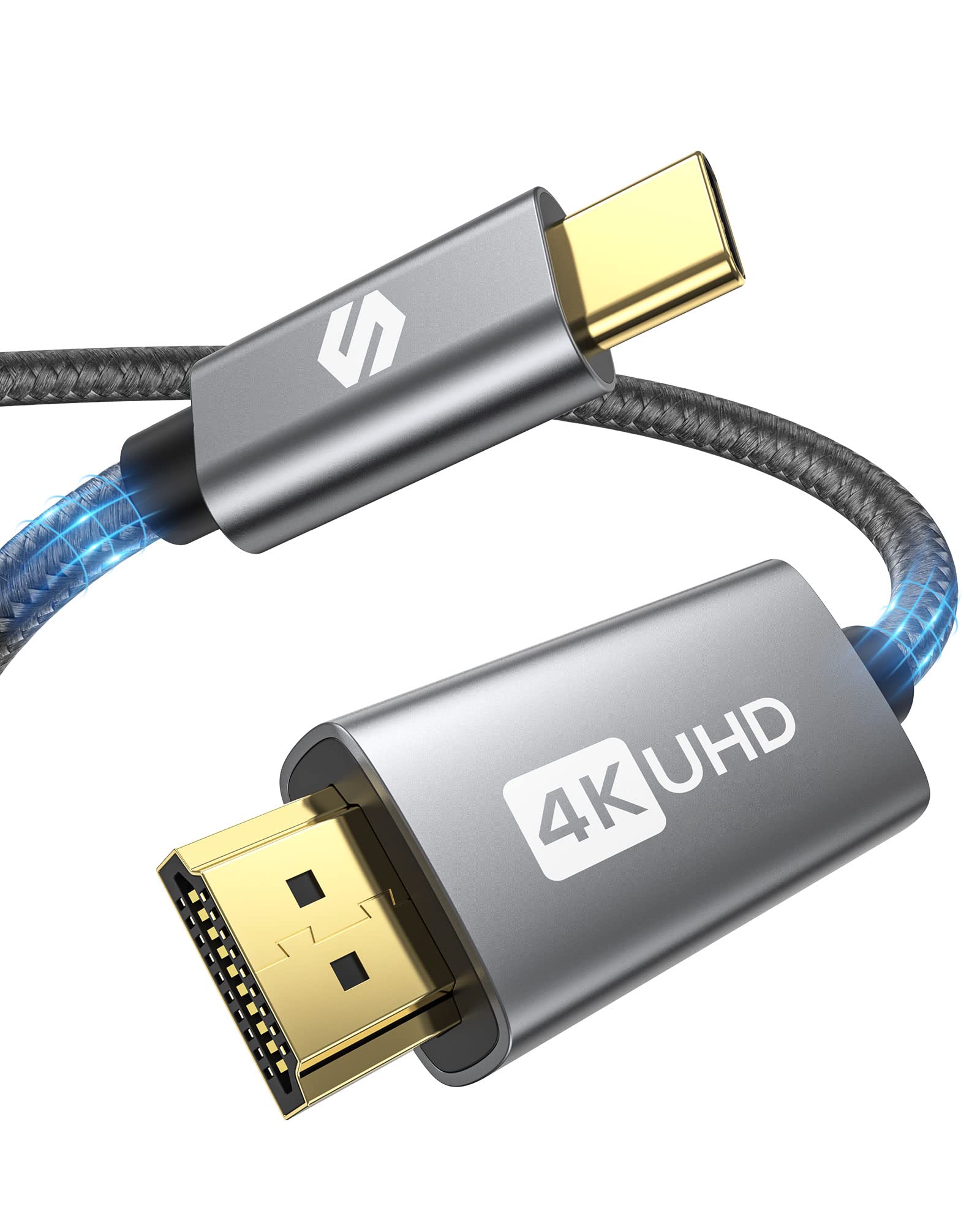 SilklandUSB C to HDMI Cable 2M, Type C to HDMI Cable 4K@30Hz HDR, Thunderbolt 3 to HDMI Compatible with iPhone 15 Series, MacBook Pro/Air, iPad Pro