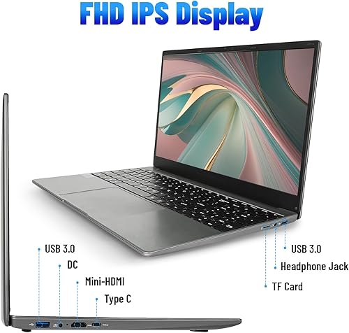 Miniatura 7 de ANMESC Computadora portátil, portátil de 15.6 pulgadas, procesadores Intel Celeron de cuatro núcleos, 8 GB de RAM 256 GB ROM, 1366 x 768 IPS,