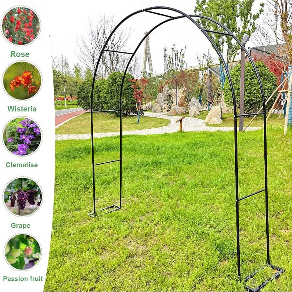 Łuk wejściowy do ogrodu zewnętrznego, łuk metalowy, 200/220/230 cm, dekoracyjna kratownica ślubna, rama pergoli dla pnączy (rozmiar: 180 x 220 cm / 5,9 x 7,2 stopy)