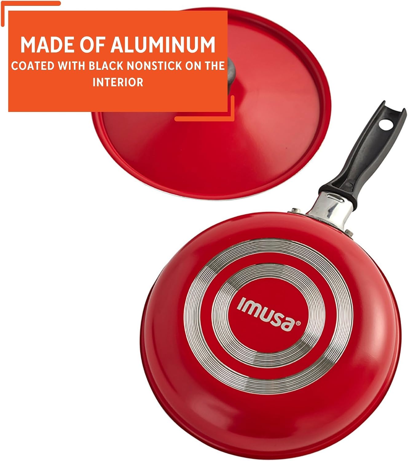Imusa Casserole with Lid and Handle, STD, Black, Red or Blue (pack of 2)
