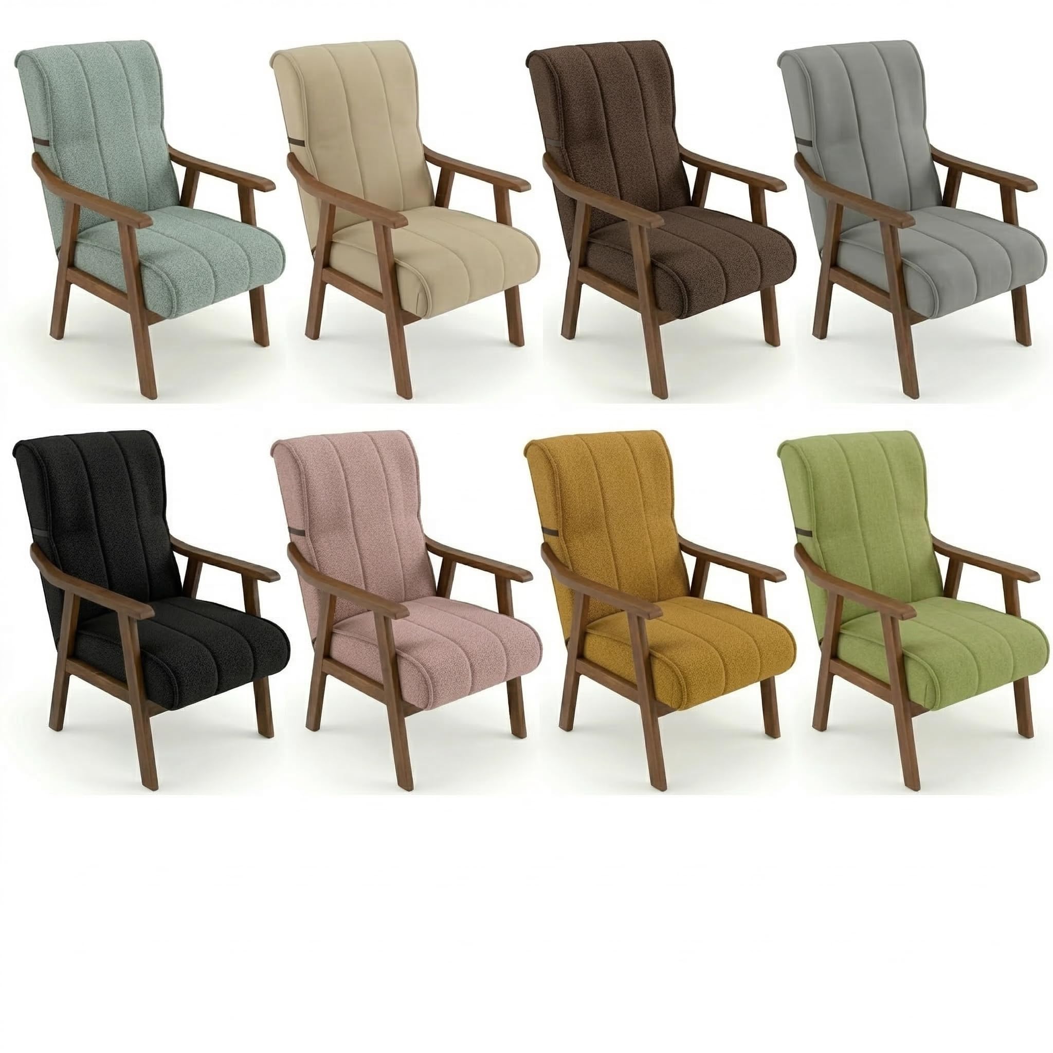 Sillón Clásico | Sillon Relax | Clasico - Brazos Madera | Ideal Lactancia, Lectura o Decoracion | Tapizado en Tela Antimanchas Ancho 60 Fondo 70 Alto 105