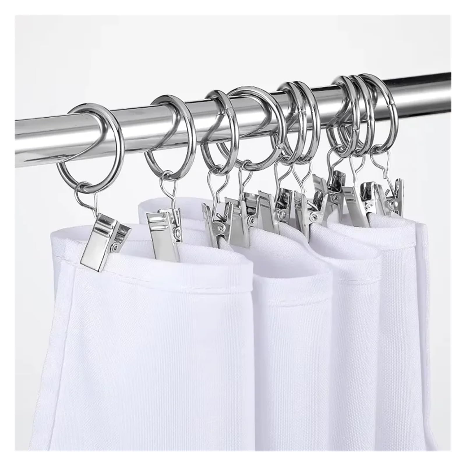 Anelli per Tende Gancio for tenda Anelli for Clip for asta Morsetti for doccia for finestra Fibbia for retrò for molletta da bucato(Silver-32cm,20PC)