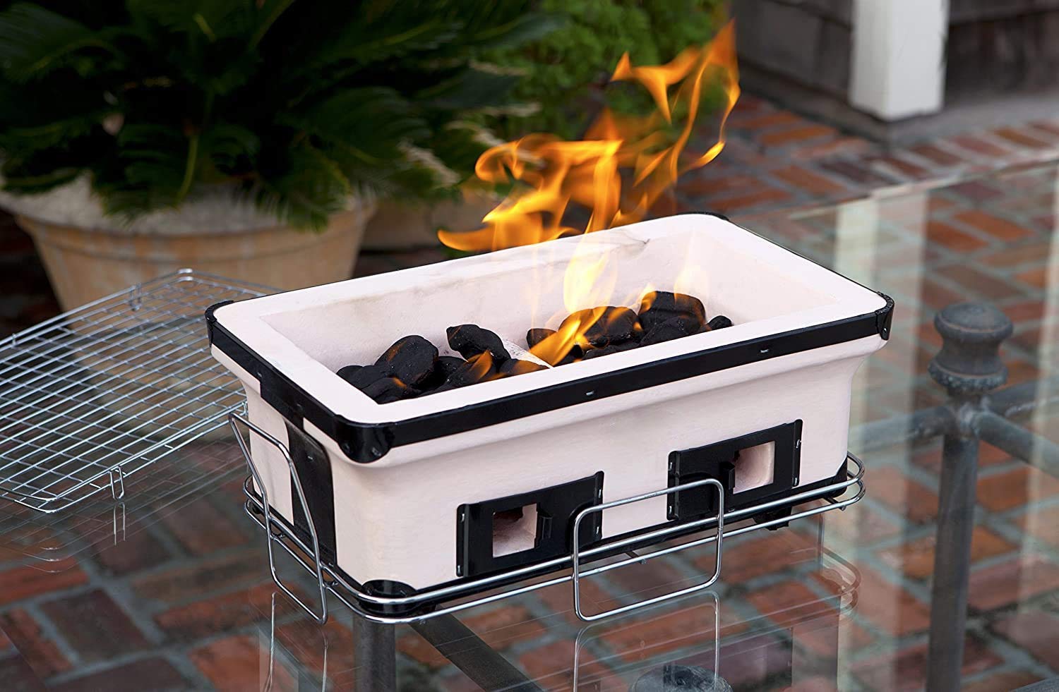 Supporto per barbecue, Apparecchio for cucinare con piastra for barbecue da esterno pieghevole portatile for il campeggio