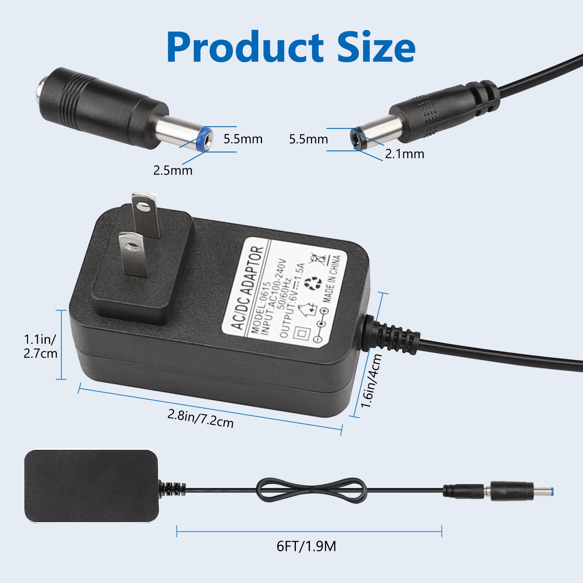 BXIZXD Karaoke Machine Power Cord for Singing Machine SML625BTW SML625BTBK, DC 5.5mm Connector Power Supply