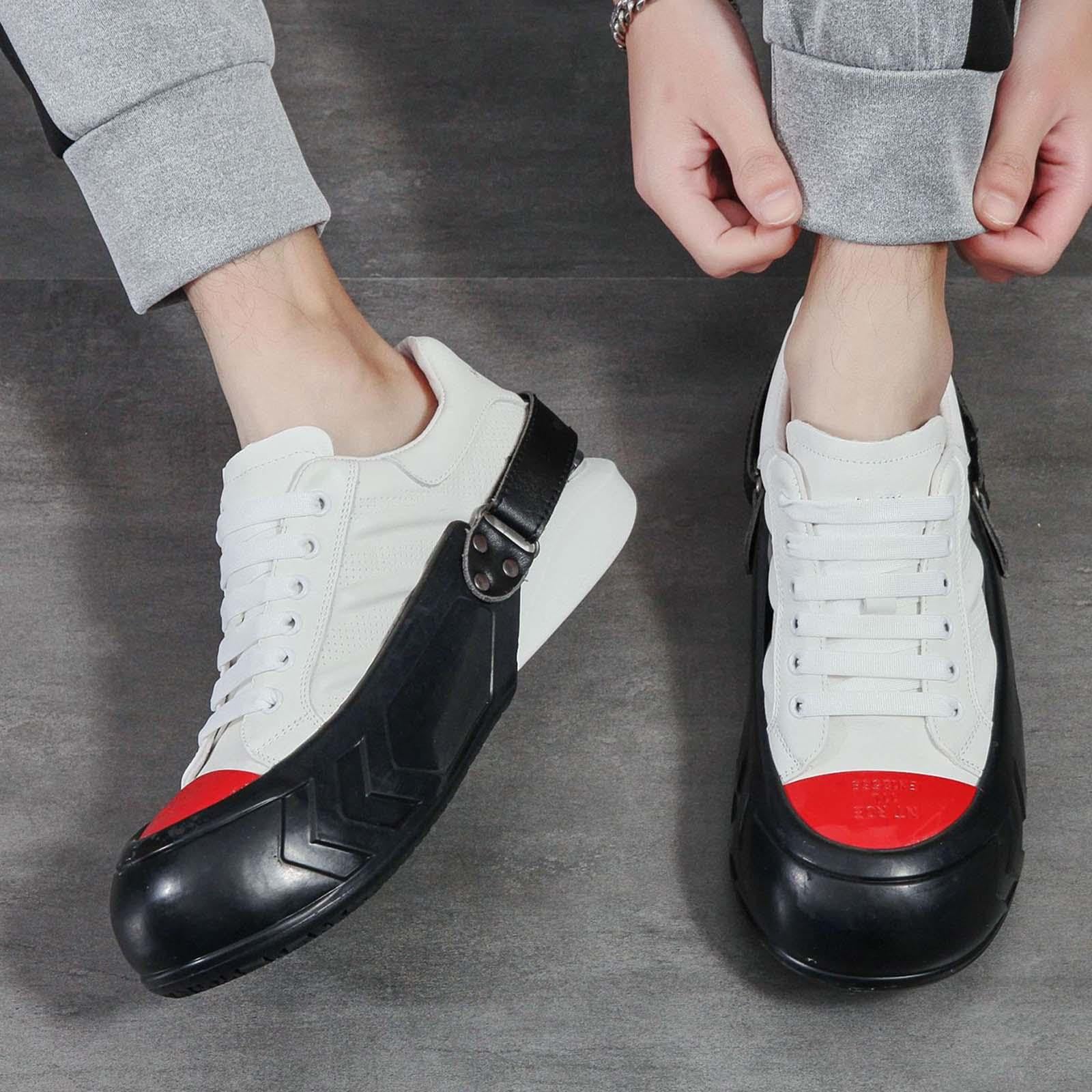 Qianly Surchaussures à Embout En Acier, Imperméables, Anti-collision avec Sangle Réglable et Semelle Caoutchoutée pour Une Utilisation sur Le Lieu de Travail