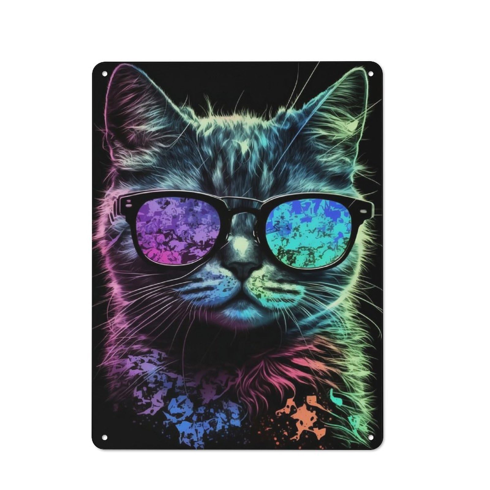 Junmoney Coolcatnumerotres Metal Sign 40X30cm With For Workshop Wall, Rustic Decor, For Collectors Decorating Workshops And Hobby Rooms