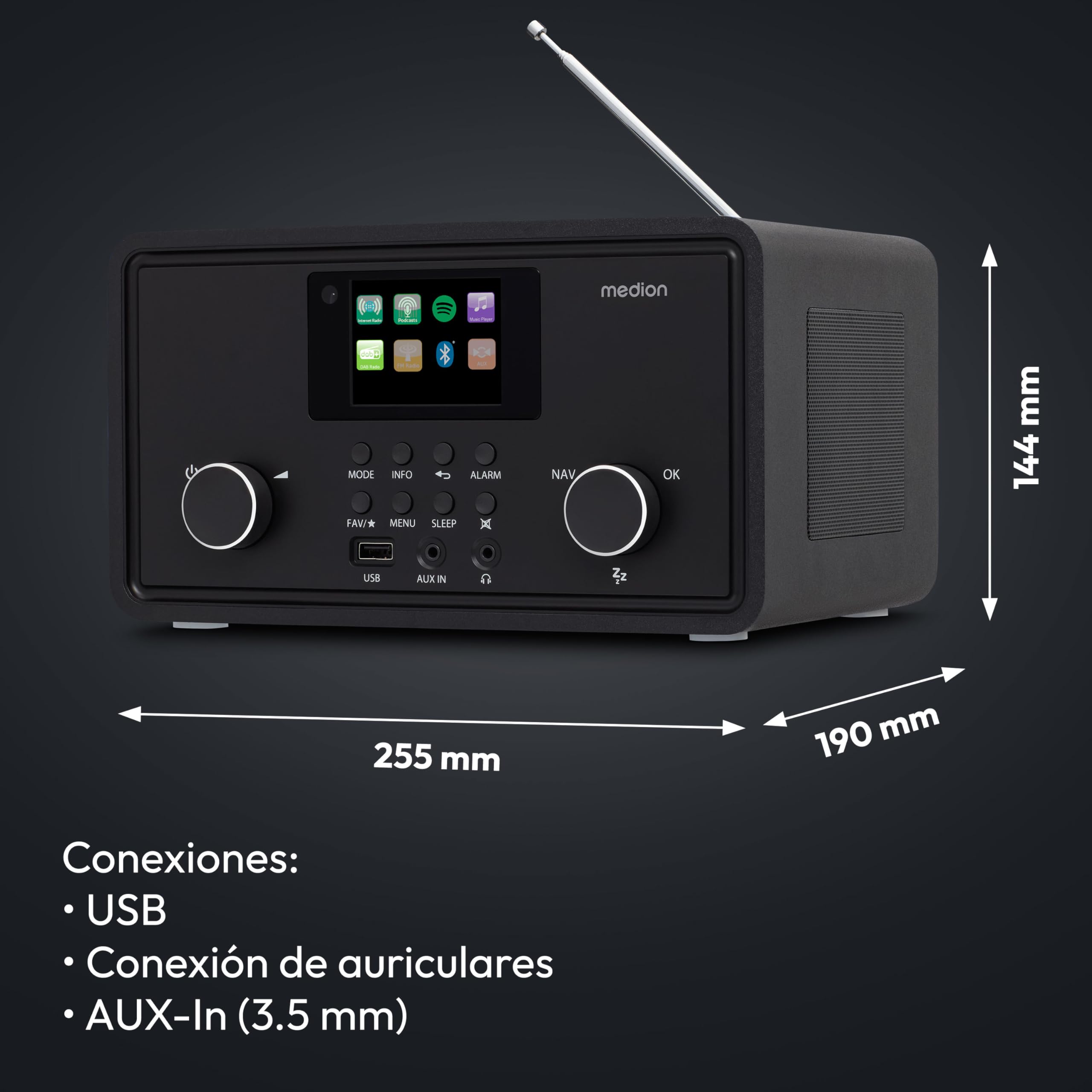 MEDION P85027 Radio por Internet Dab Plus FM Spotify Connect WLAN Bluetooth