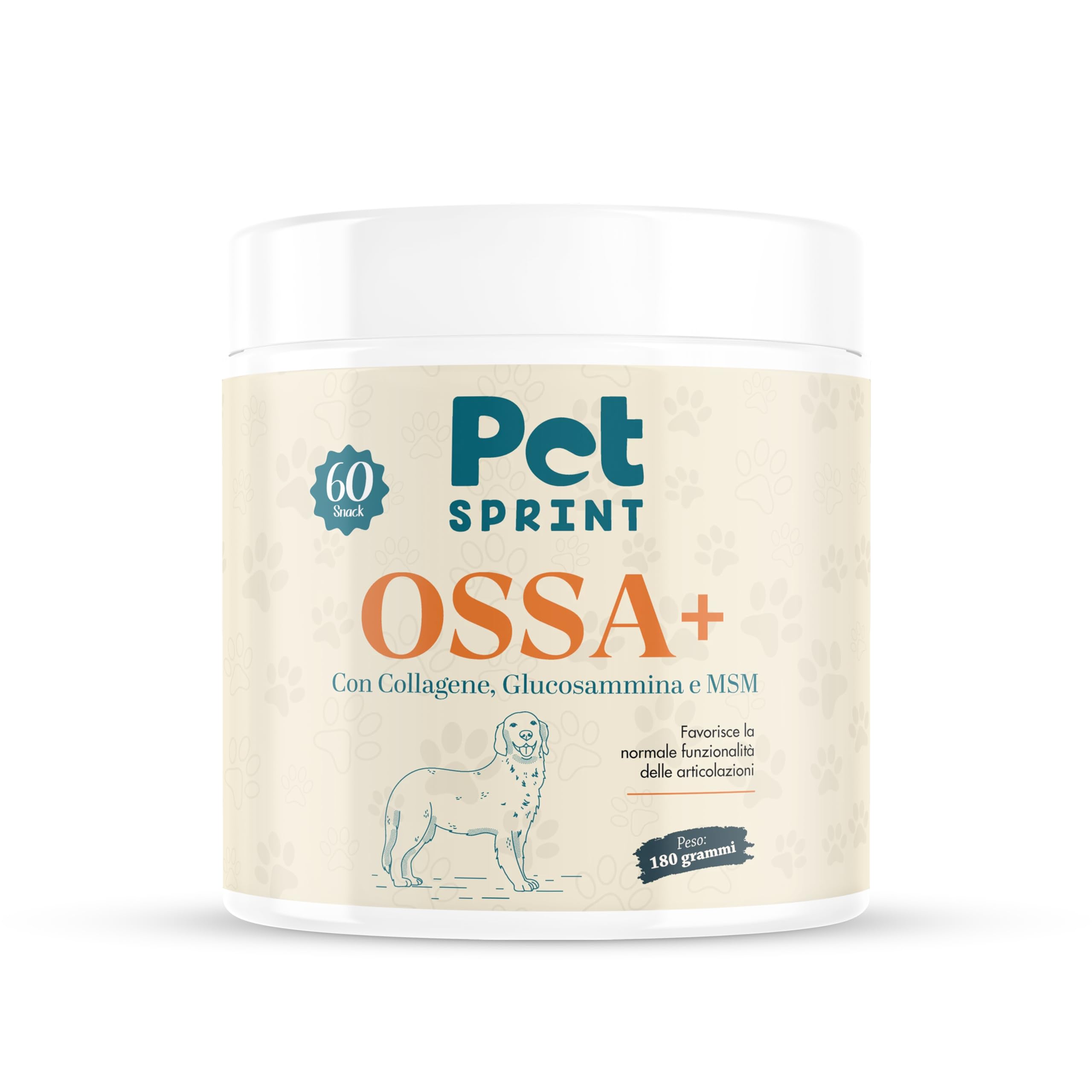 Integratore Articolazioni per Cani Ossa Più – Collagene, Glucosammina, MSM, Condroitina & Acido Ialuronico – Marchio Italiano