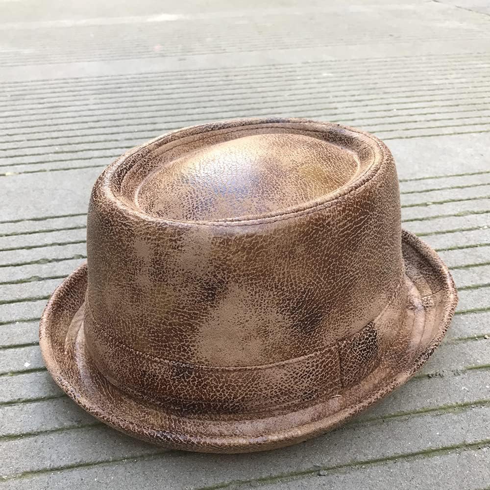 HHF Caps & Hats 1pcs Men Flat Pork Pie Hat Fedora Hat for Gentleman Dad Bowler Church Jazz Sun Hat Big 4Size S M L XL (Color : Khaki, Size : 58CM)