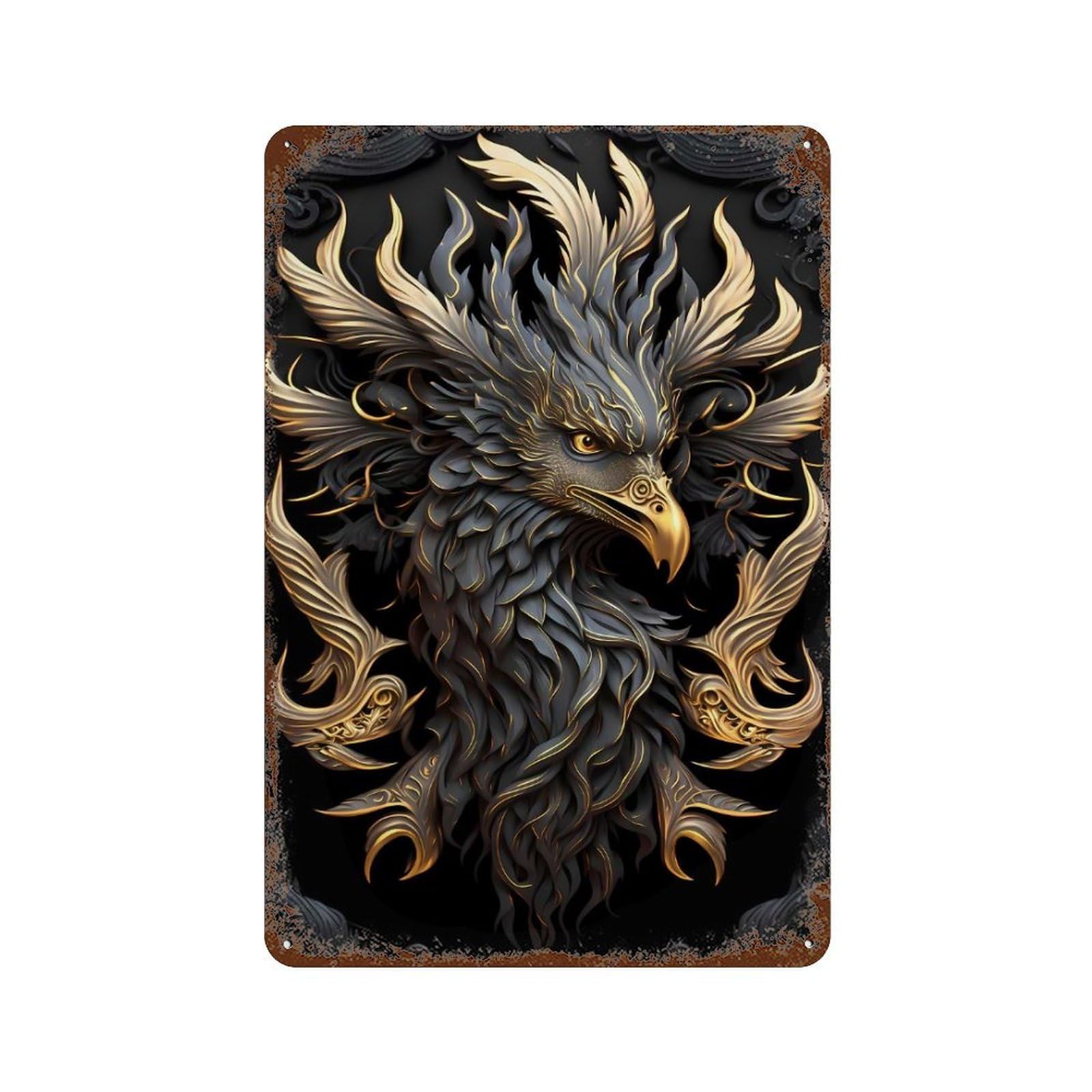 Legendary Phoenix 11.8"x7.9" Rustic Tin Plaque, Retro Wall Decor for Garage, Bar And Workshop Decor