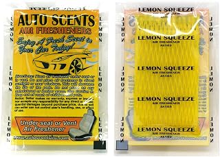 Individually Wrapped - Professional Car Air Freshener Pads - Remove Smells & Add Ambience (15 Per Pack) (Lemon Squeeze)