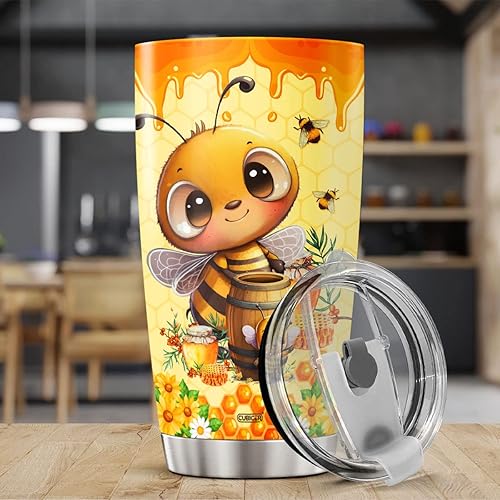 Miniatura 3 de CUBICER Vaso de café de abeja de miel con tapa, lindo regalo de cumpleaños para mujeres, niñas, mamá, amantes de los animales, hermanas, vasos de