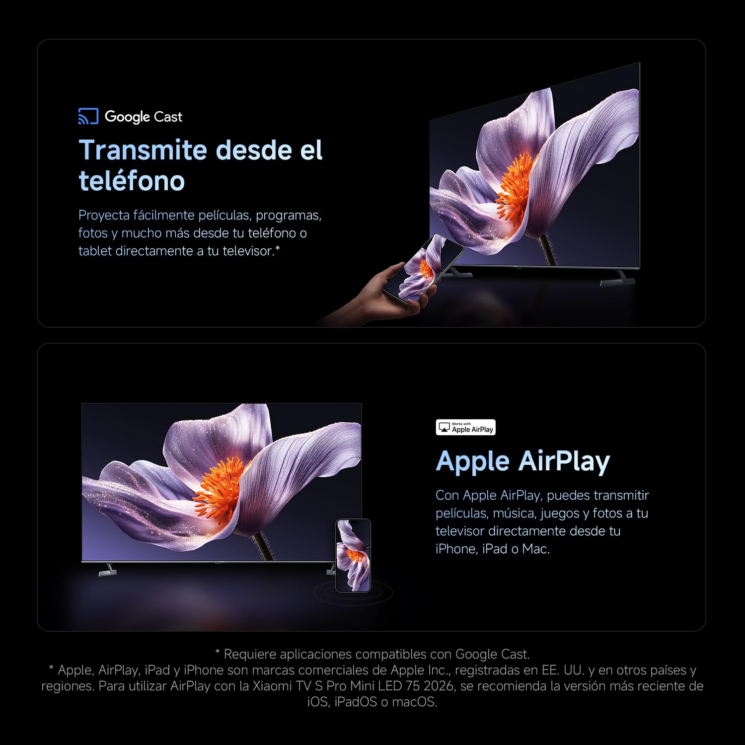 XIAOMI TV S Pro Mini LED 75,Smart TV,Dolby Vision,Dolby Atmos,4k QLED,144Hz,Google TV,HDR 10+,Triple Tuner,DVB T2,MEMC,DTS-X,Harman AudioEFX，Prime Video,Google Assistant,Airplay2