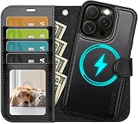 Vista 19 de OCASE Funda tipo cartera desmontable para iPhone 12 y iPhone 12 Pro con tarjetero [2 en 1] Funda de piel sintética con soporte de bloqueo RFID