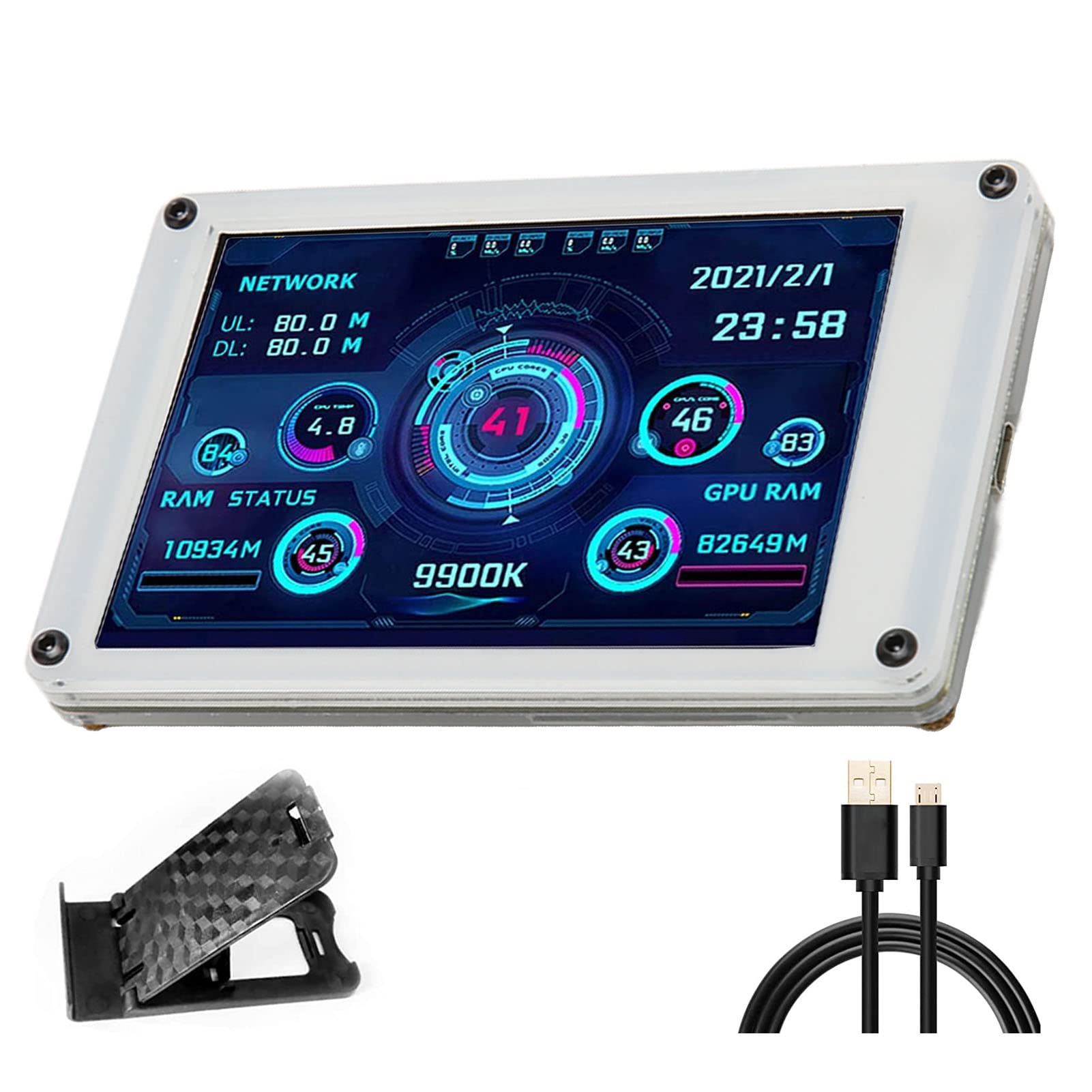 Sanpyl Computer Temp Monitor, 3.5 Inch USB Mini Secondary Screen, PC Temperature Display PC Sensor Panel, PC CPU HDD Data Monitor