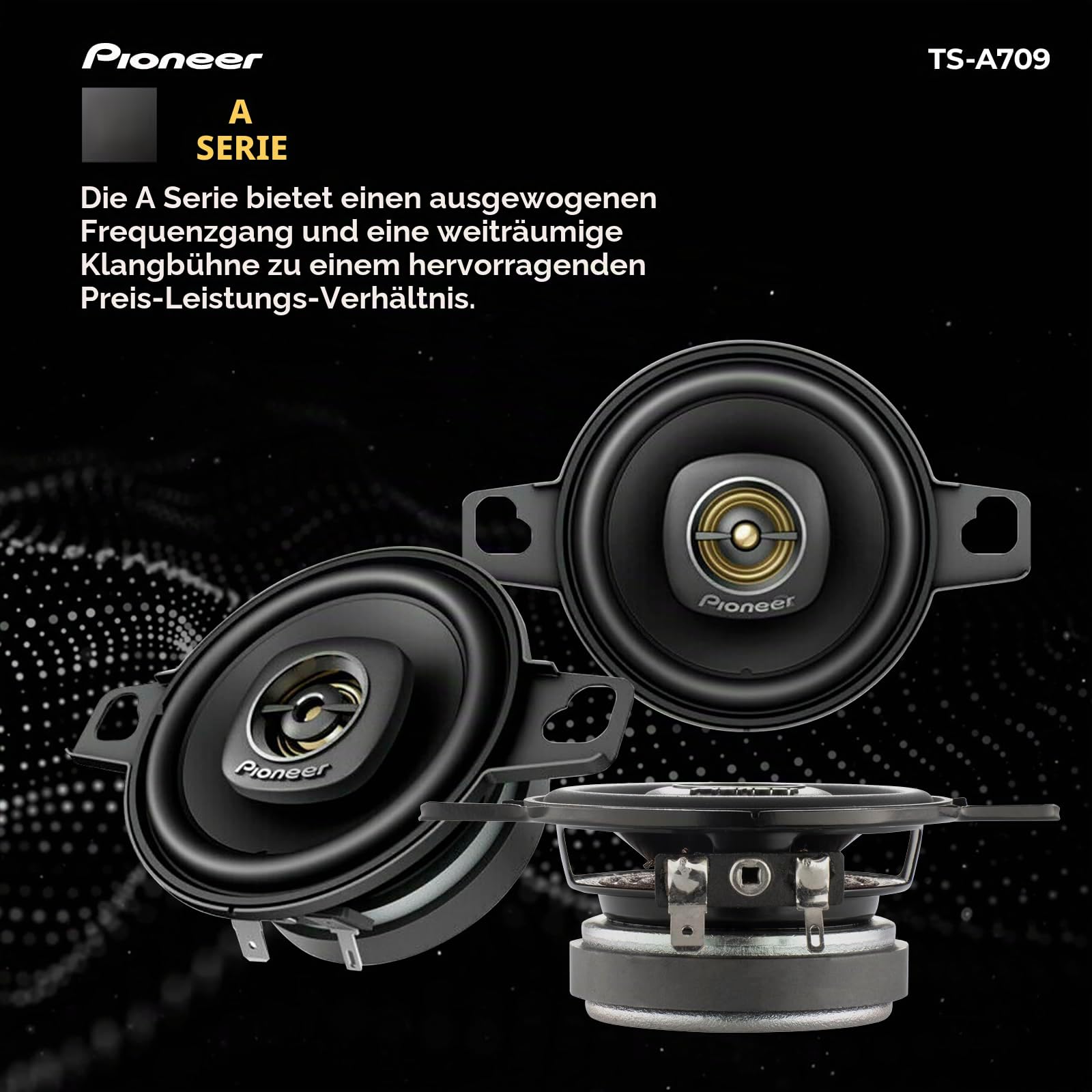 Pioneer TS-A709 A Series 2-3/4" 2-Wege, 450W Max Power, 16mm Hochtöner - Koaxial-Lautsprecher (Paar)