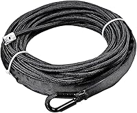 Vista 41 de Cuerda de cabrestante sintética amarilla de 50 pies x 1/4 + guía Hawse + tope de goma para ATV UTV SUV camión KFI Ramsey