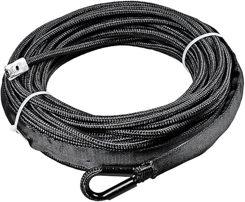 Miniatura 41 de Cuerda de cabrestante sintética amarilla de 50 pies x 1/4 + guía Hawse + tope de goma para ATV UTV SUV camión KFI Ramsey