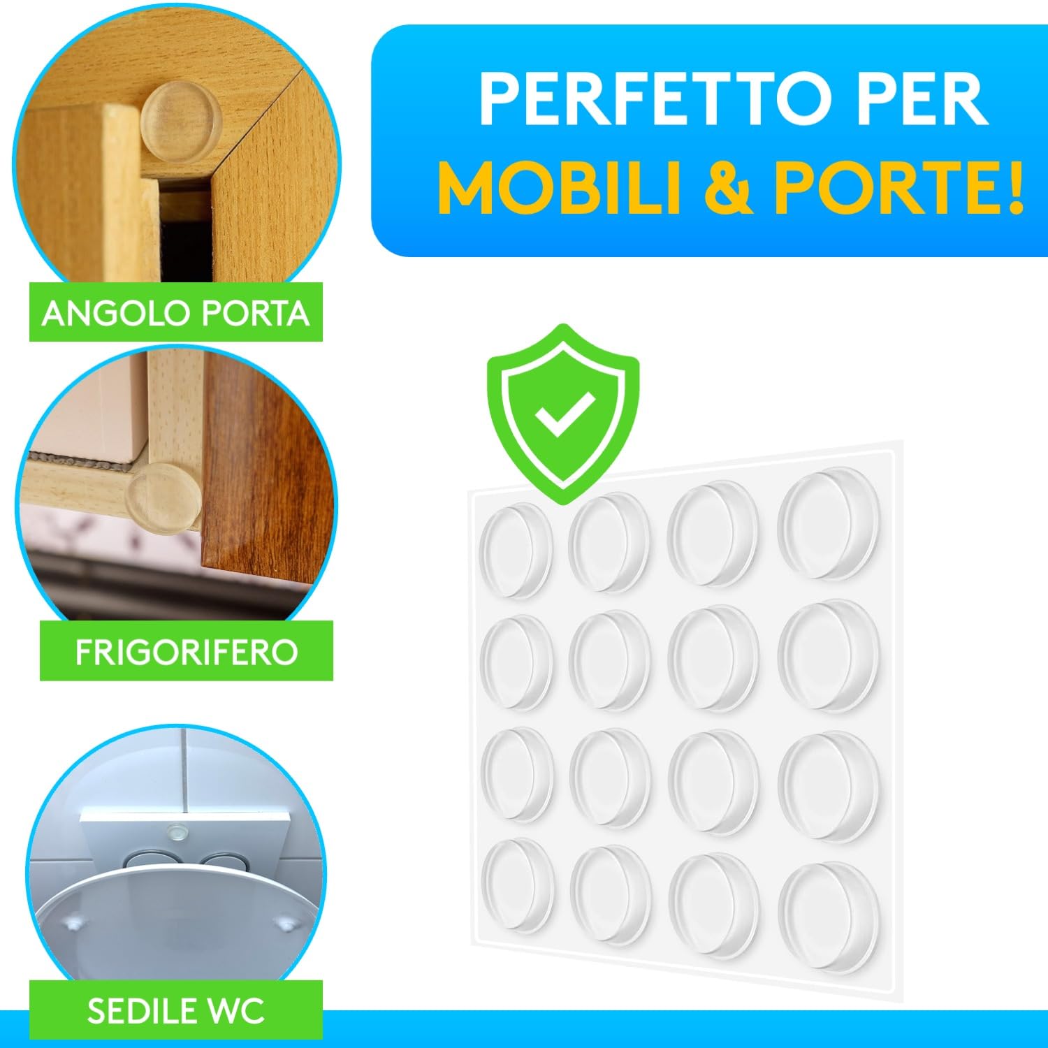 SilverRack Fermaporta Adesivo da Muro Bianco [6 pezzi] – Paracolpi Porta per Proteggere Pareti – Gommini per Porte come Fermaporta da Pavimento o da Maniglia – Proteggi Maniglia Porta – Ferma Porte