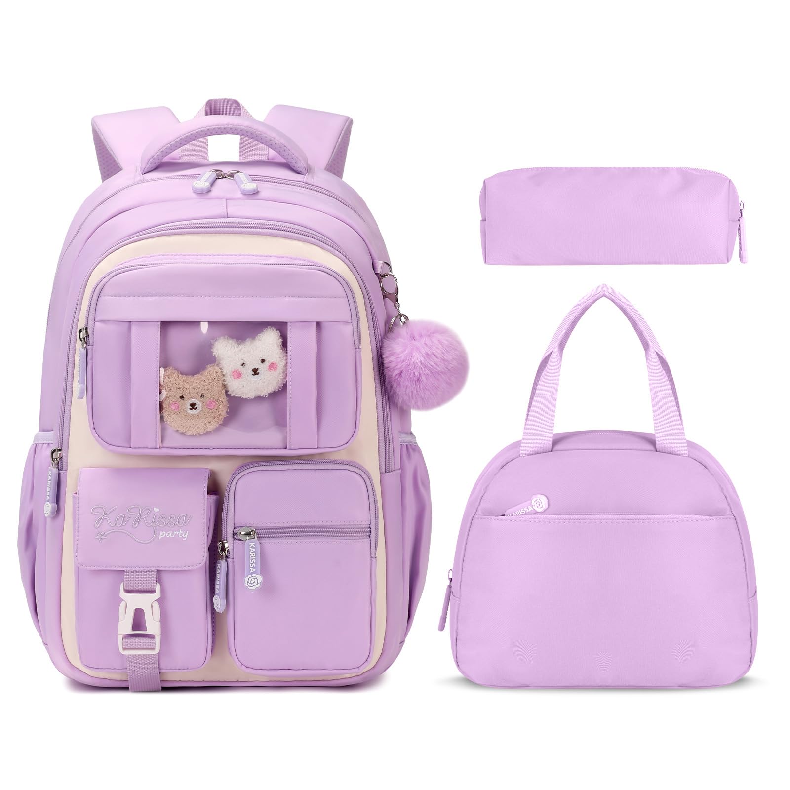 Amythe Mochila Escolar Niña, Mochilas Colegio de 3 Piezas para Niñas