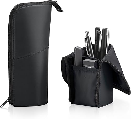 Miniatura 12 de KOKUYO Neo Critz - Estuche para lápices, bolsa plegable para lápices, pequeña caja portátil para suministros de oficina escolar, azul marino x azul