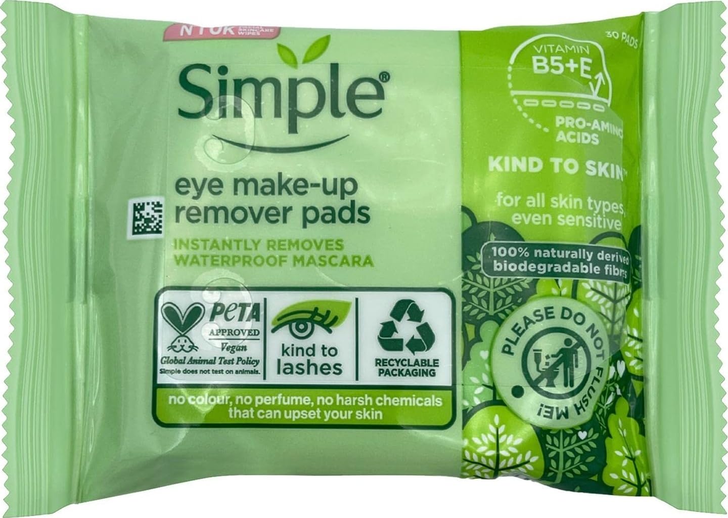 Simple Kind To Eyes Eye Make Up Remover Pads 30 Pieces