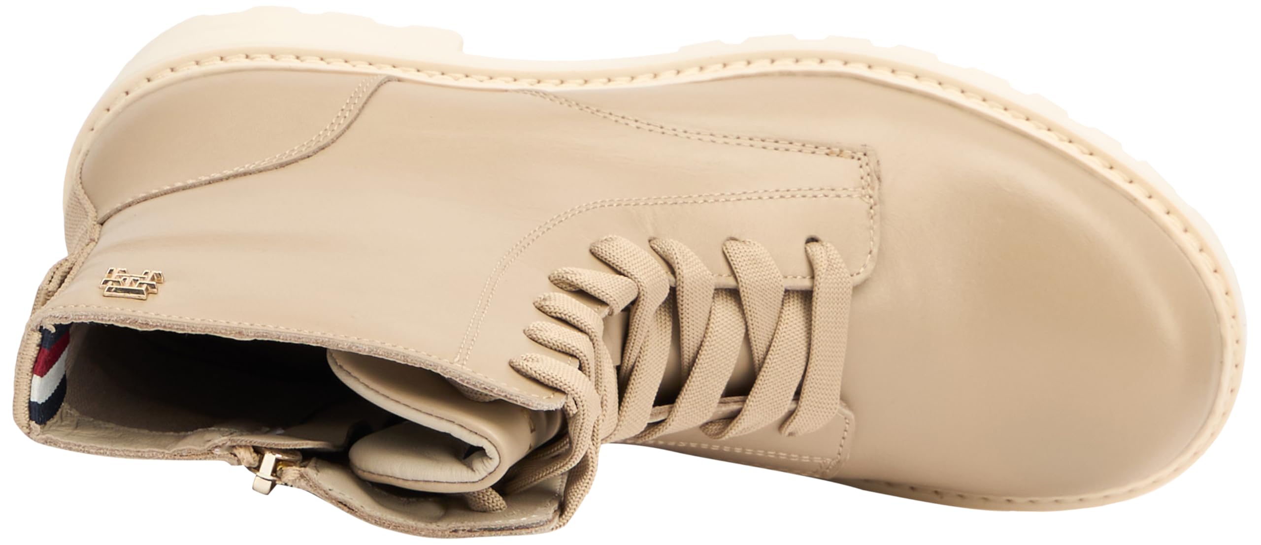Tommy Hilfiger Donna Stivali Mezza Gamba Chic Mid Heel Leather Lace-Up con Tacco