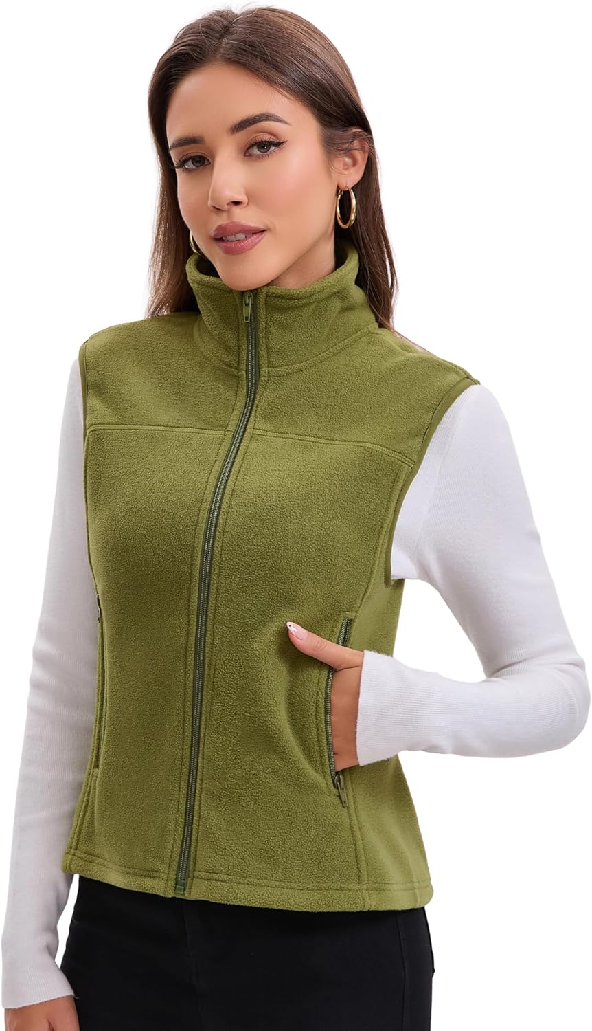 Women's Fleece Vest Lightweight Warm Outdoor Polar Vest with 4 Pockets for Spring Casual Fashion (XS - XXL)
