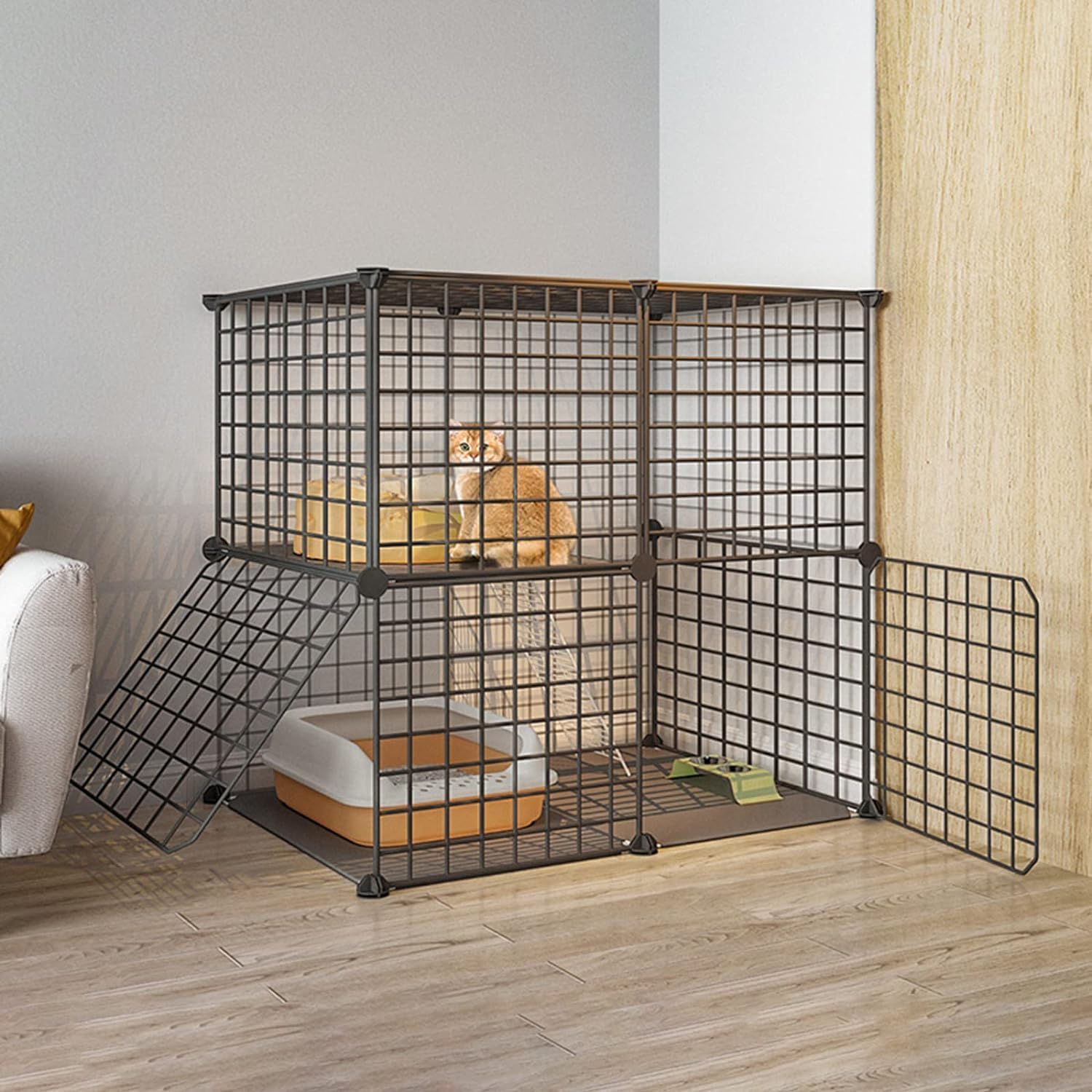 Generico Gabbia per Gatti da Interno di Grandi Dimensioni, Pieghevole, Adatta a Piccoli Animali, in Metallo, Ideale per balconi e balconi (79 * 39 * 73 cm)