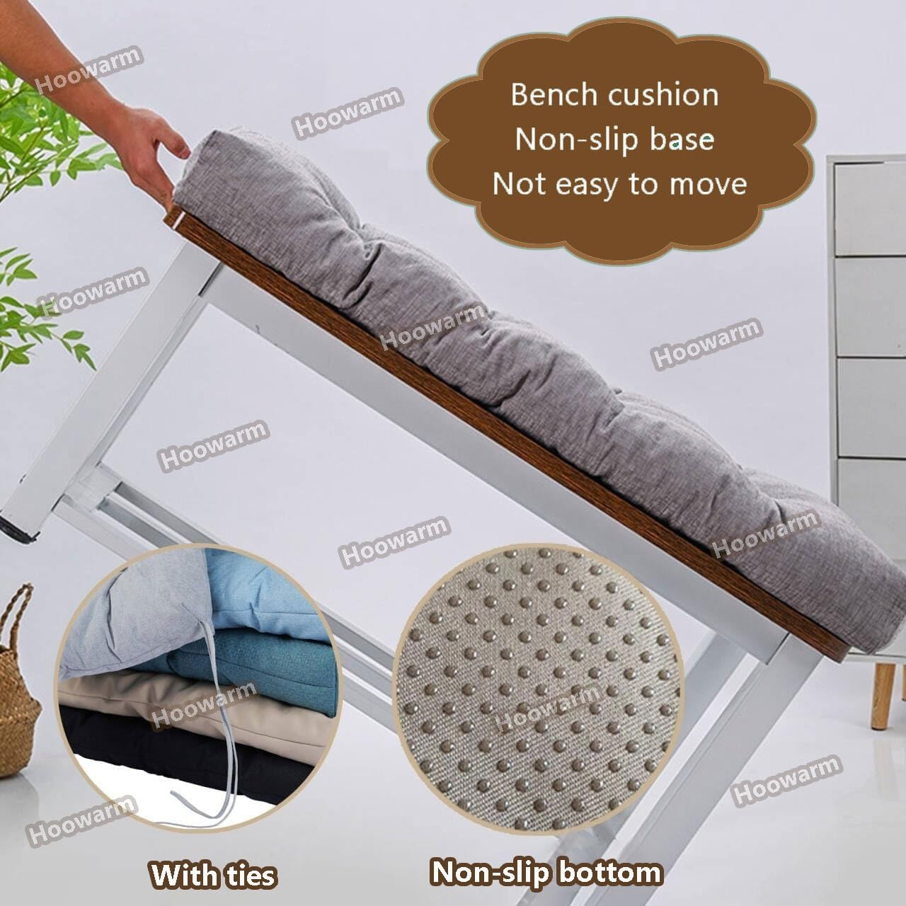 Cojín para Banco de Impermeable para Exterior Interior Muebles 120/100/90x50/40 Cojines para Banco de Jardin 8cm Espesor Antideslizante para Patio, Cocina, Columpio, Terrazas(Color5,45x95x8cm)