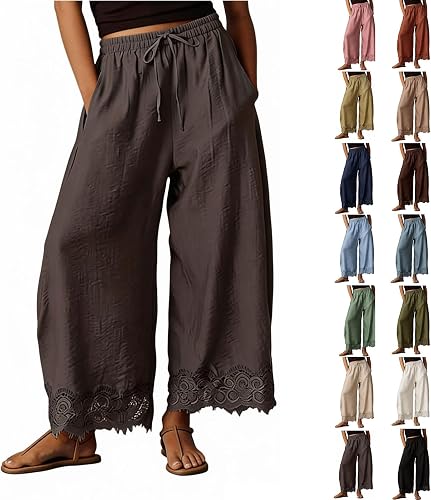 Womens Lace Trim Pants