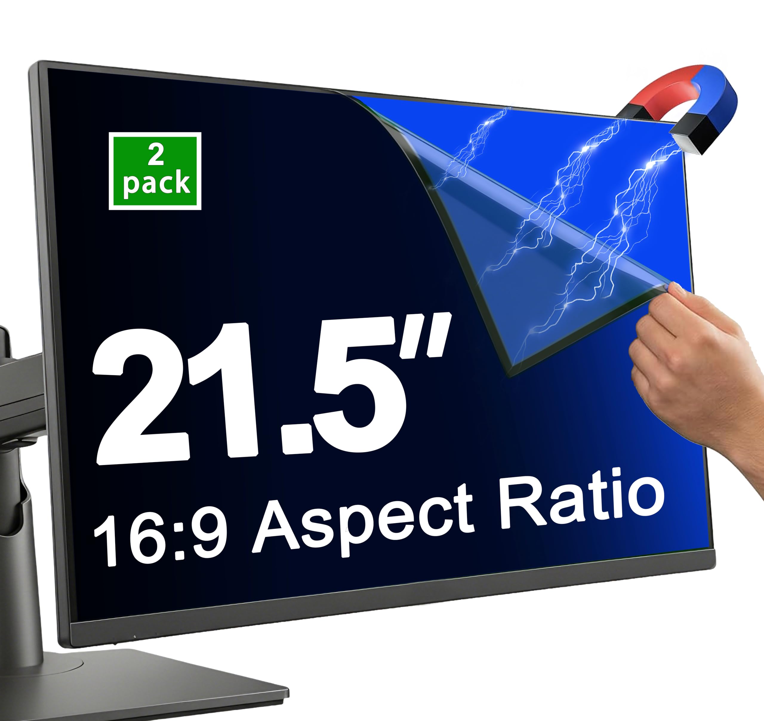 Paquete de 2 pantallas magnéticas de privacidad para monitor de 21.5 pulgadas (relación de aspecto 16:9), filtro de luz azul antirreflejos extraíble, escudo de privacidad opaco para