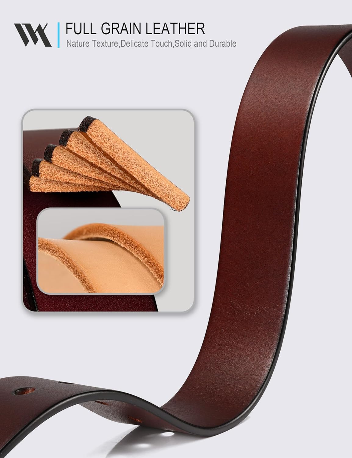 WOLFANT 1.5" Top Full Grain Leather Belt for Men in Gift Box,100% Italian Real Solid Leather - Image 2