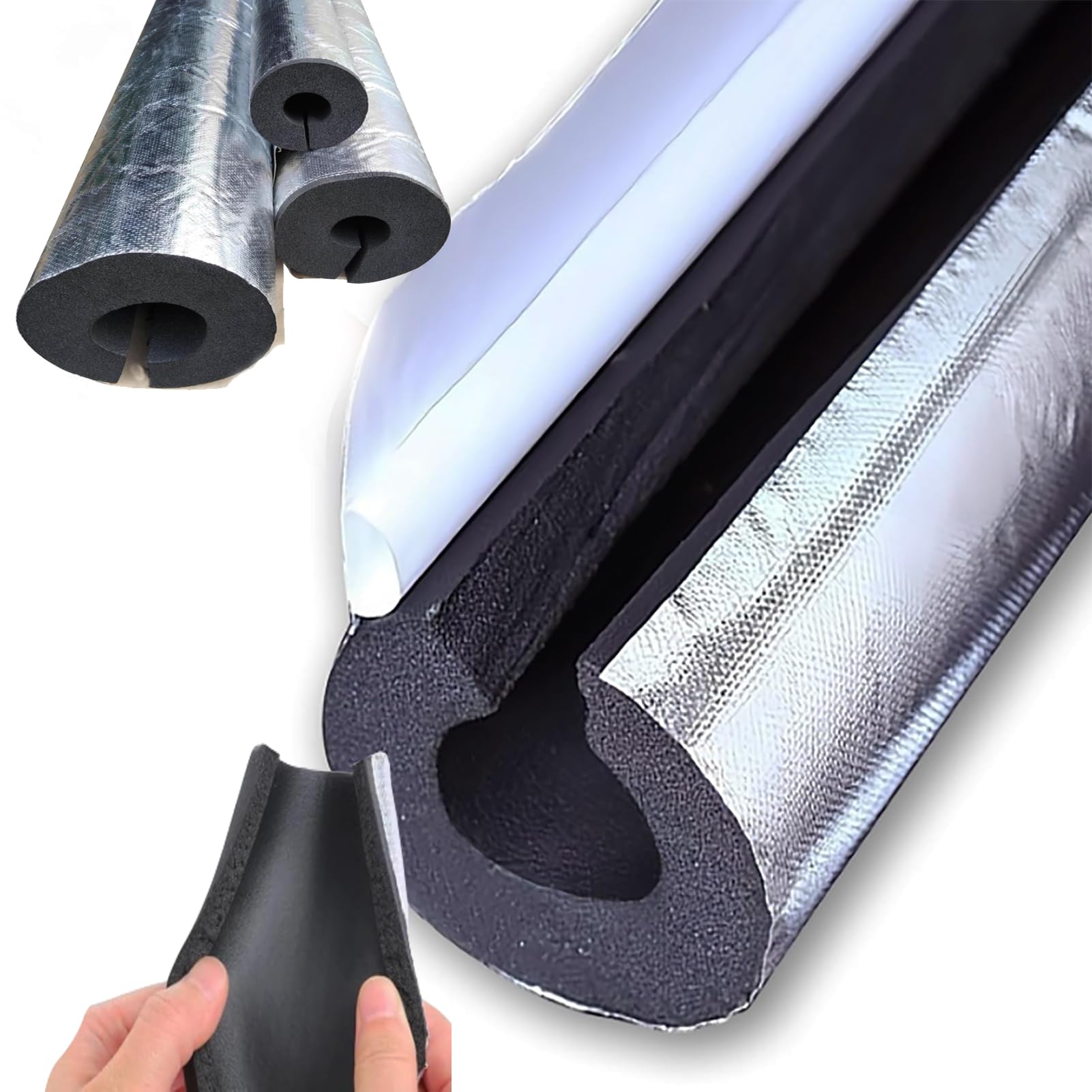 Aislamiento de Tuberías para Exterior Aislante, Tubo Aire Acondicionado Coquilla Aislamiento de Aluminio Autoadhesivo, Fundas de Aislamiento Térmico para Tuberías (ID) 219mm x (T) 30mm