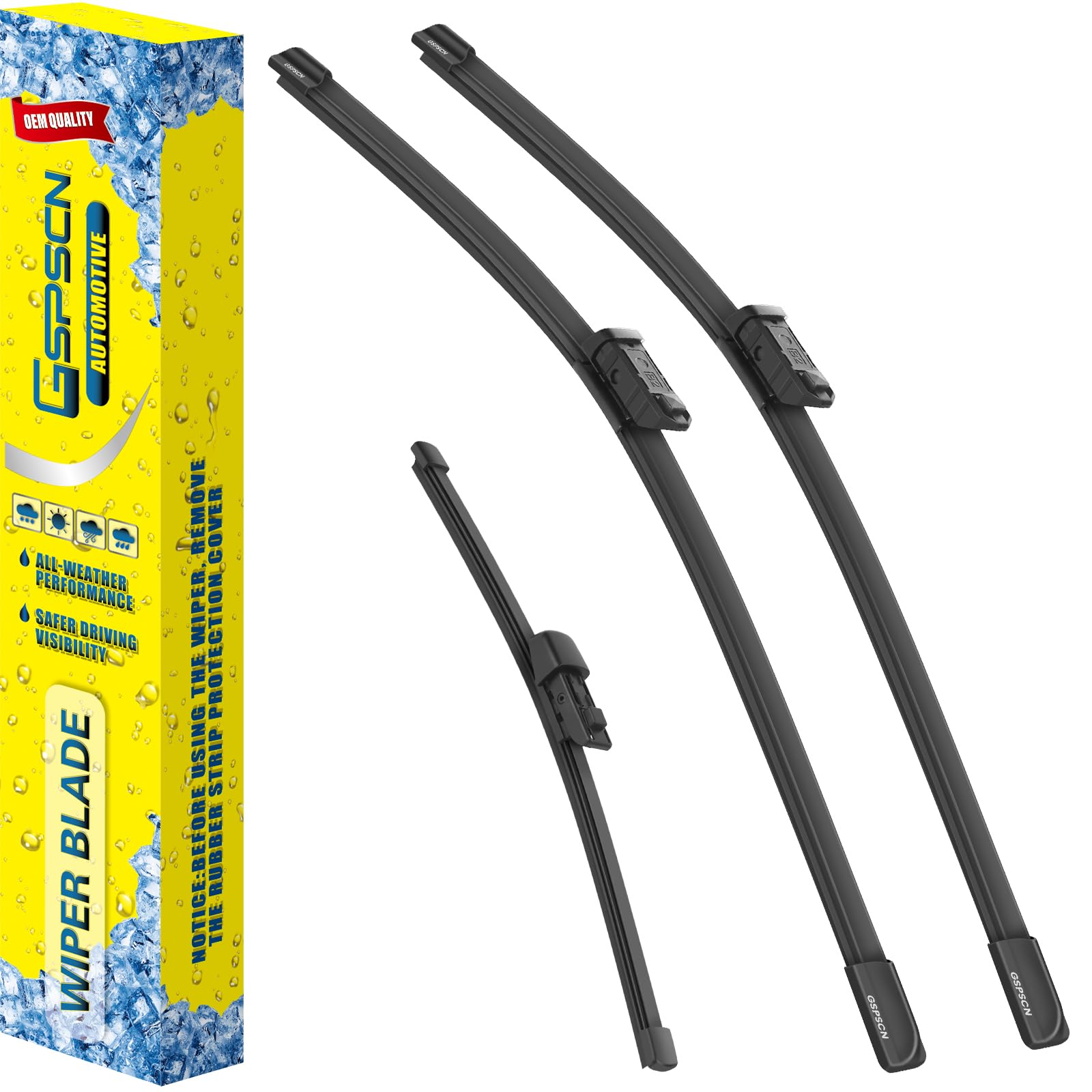 GSPSCN 3 Wipers Replacement For Volkswagen Atlas Volkswagen Tiguan 2024 2023 2022 2021 2020 2019 2018，Original Equipment Windshield Wiper Blades Set