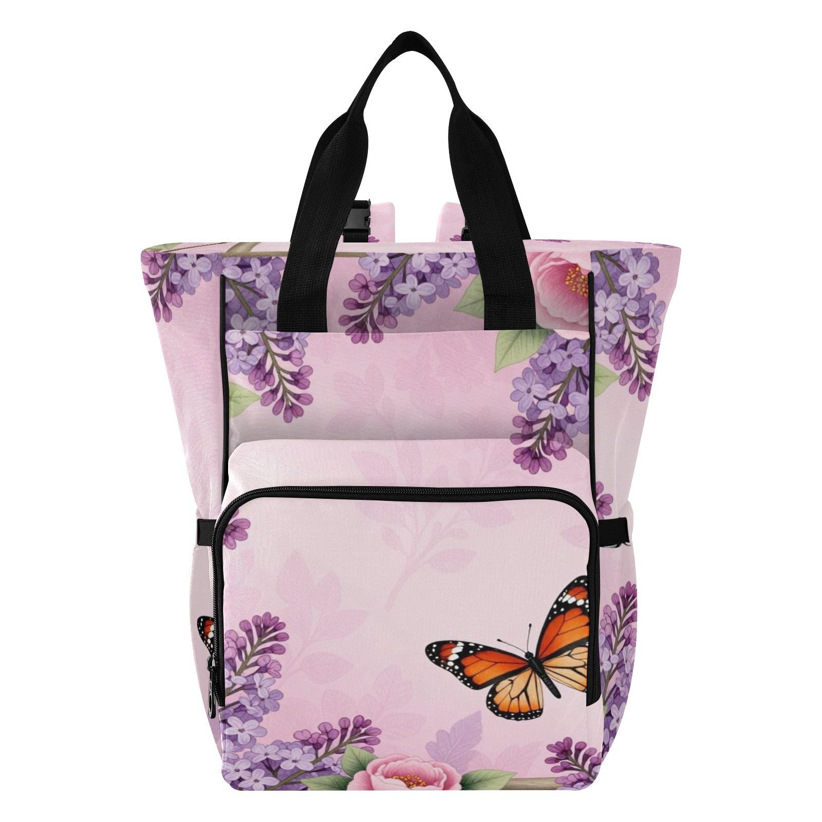 Baby Essentials torba na pieluchy róża motyl ogród różowy elegancki