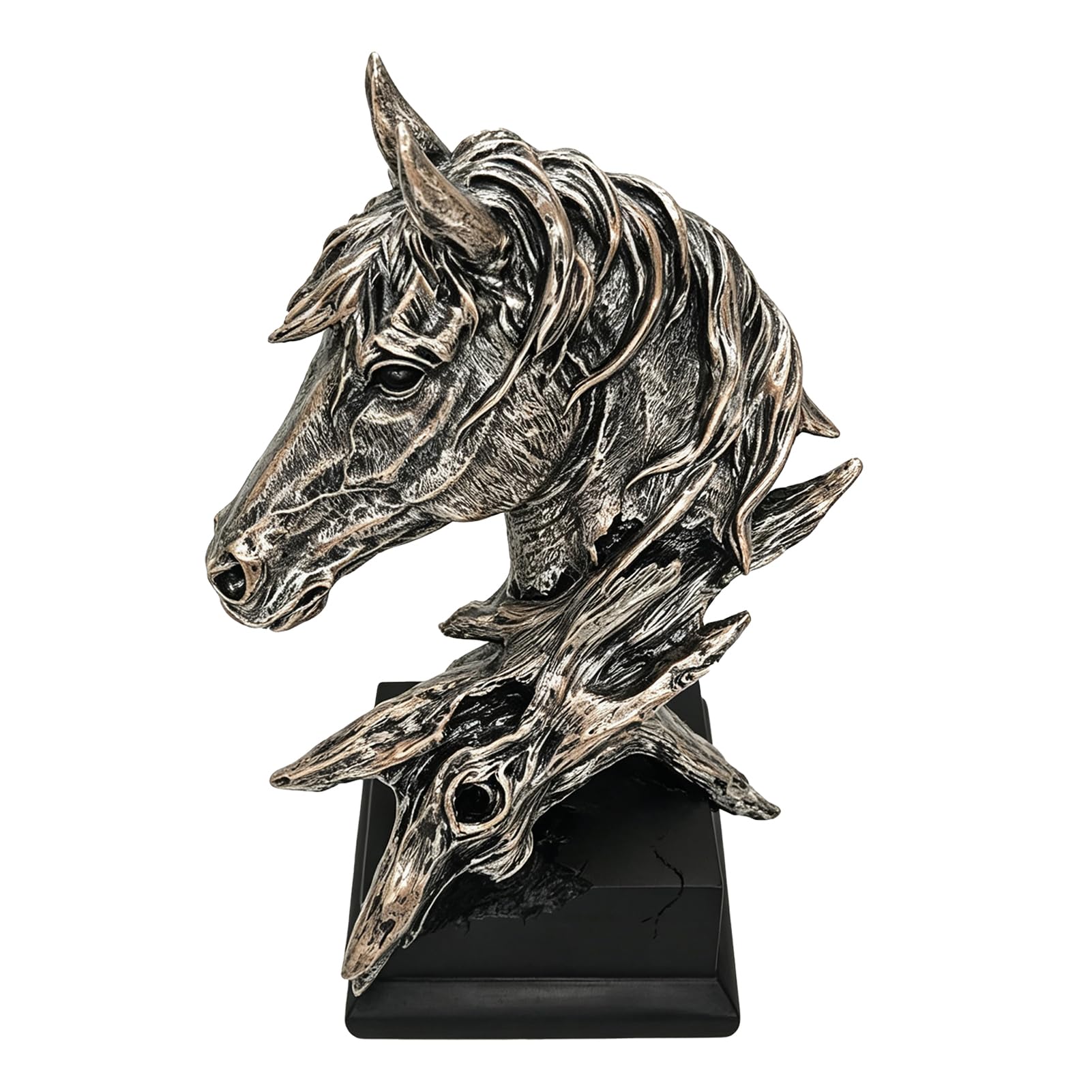 Cryfokt Statua Cavallo Resina Scultura, Finitura Bronzo Vintage, per