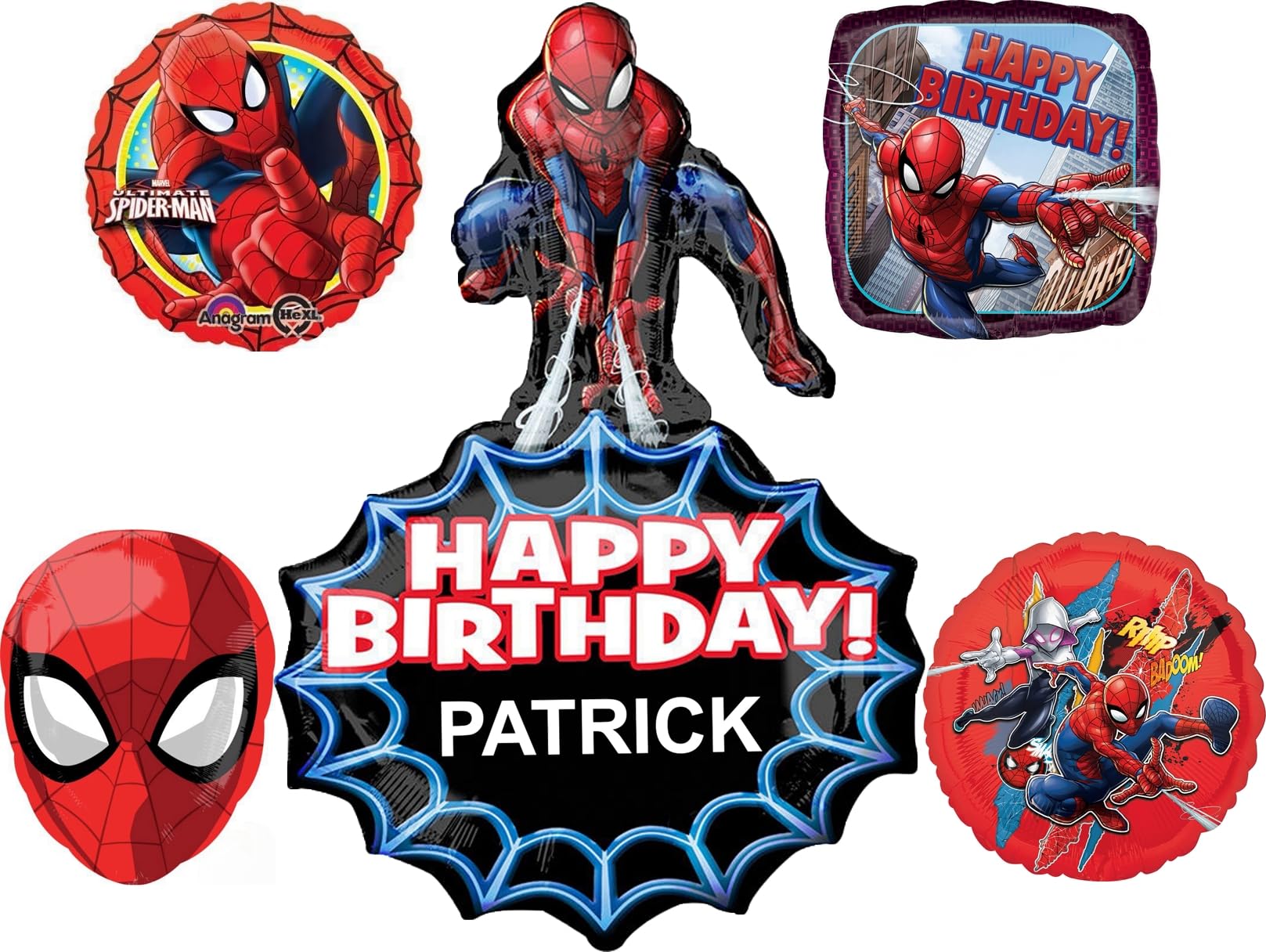 Anagram Spiderman Personalized Birthday Party Supplies Balloon Bouquet Decorations