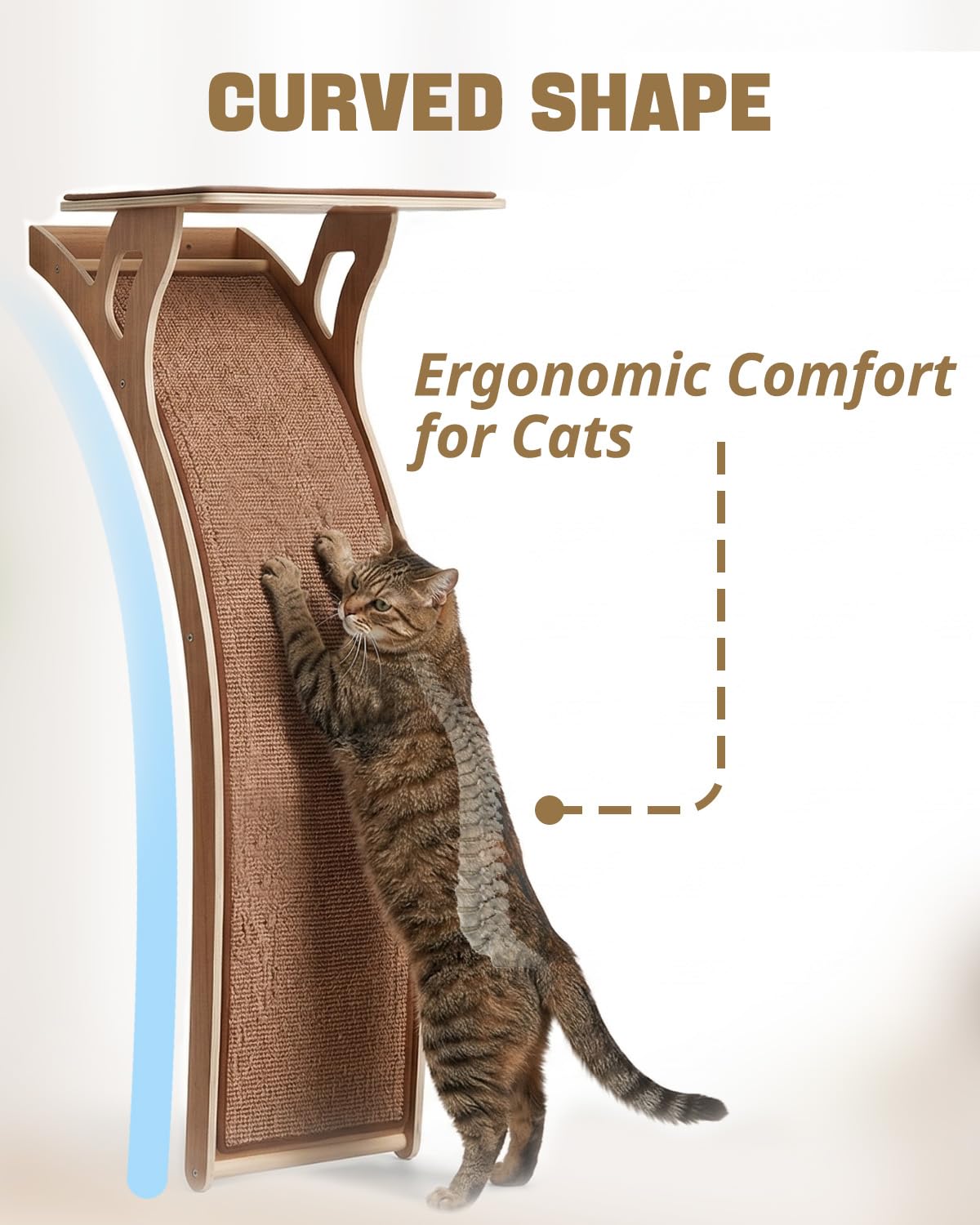 JKXJKX 119,4 cm pavimento finestra gatto trespolo con rampa graffio curva, 36,3 kg resistente finestra letto sedile con ventose, mobili per gatti di grandi dimensioni indoor bird watching