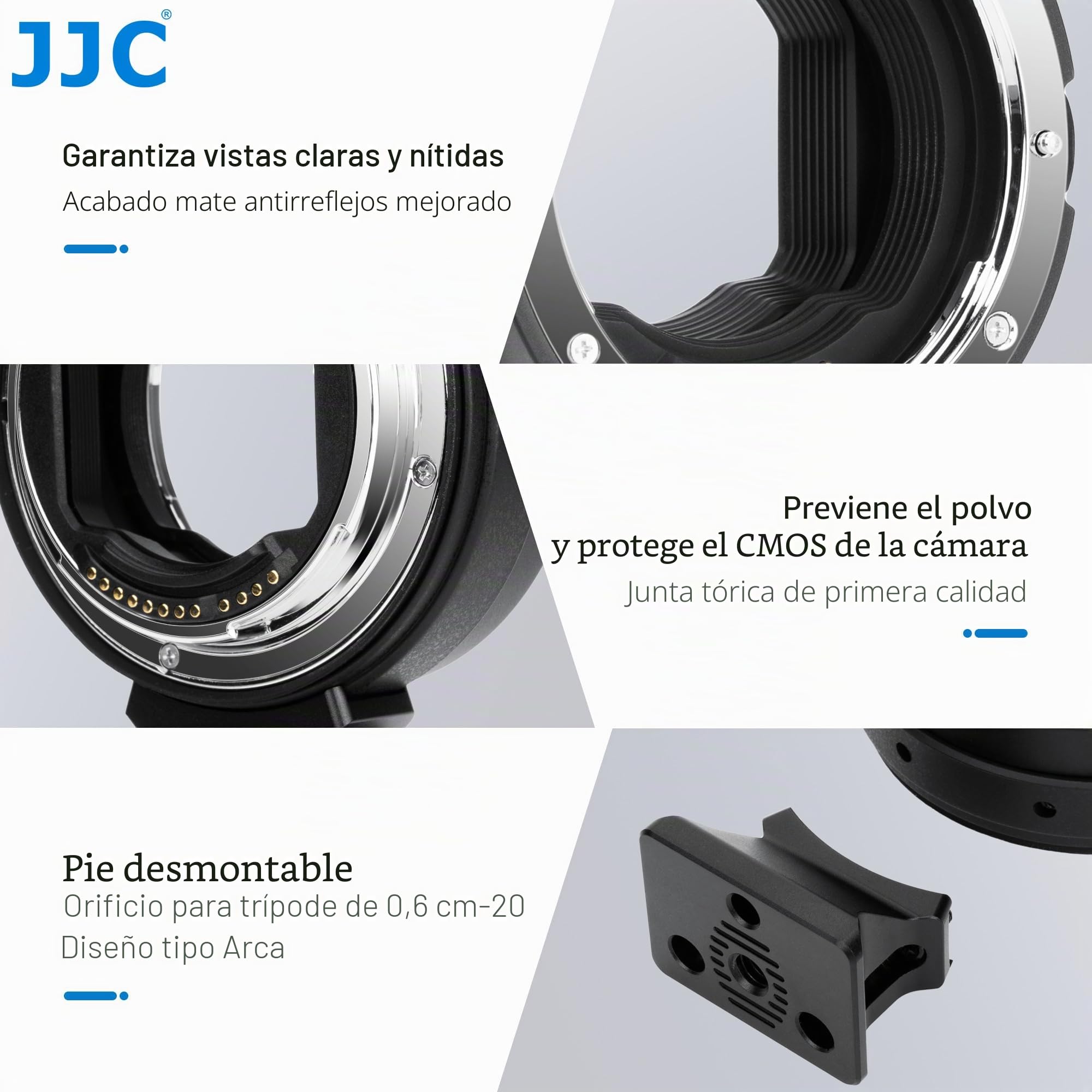 JJC EF-RF - Adaptador de Montaje de Enfoque automático para Canon EF EF/S a EOS R Ra RP R3 R5 R5c R6 R6II R7 R8 R10 R50, etc. Cámara de Montaje RF, Soporte de Metal Duradero con pie de trípode