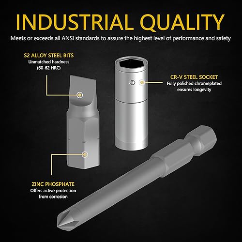 Miniatura 3 de Renekton Juego de brocas de seguridad Phillips de 14 de pulgada con ranura hexagonal Torx Star a prueba de manipulaciones, llave cuadrada Pozi,