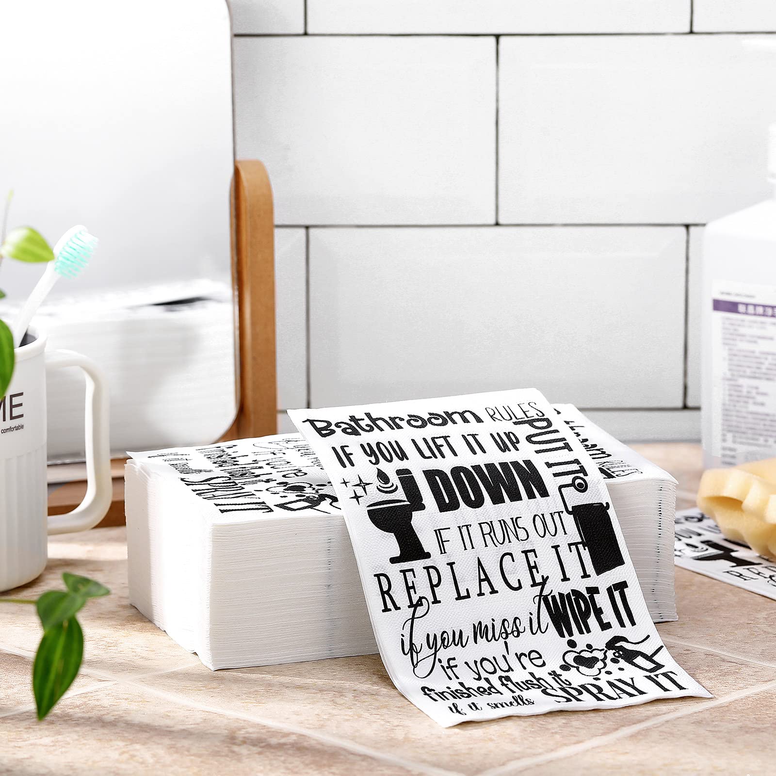 Snapklik.com : 200 Pcs Bathroom Etiquette Guest Napkins Toilet Rules ...