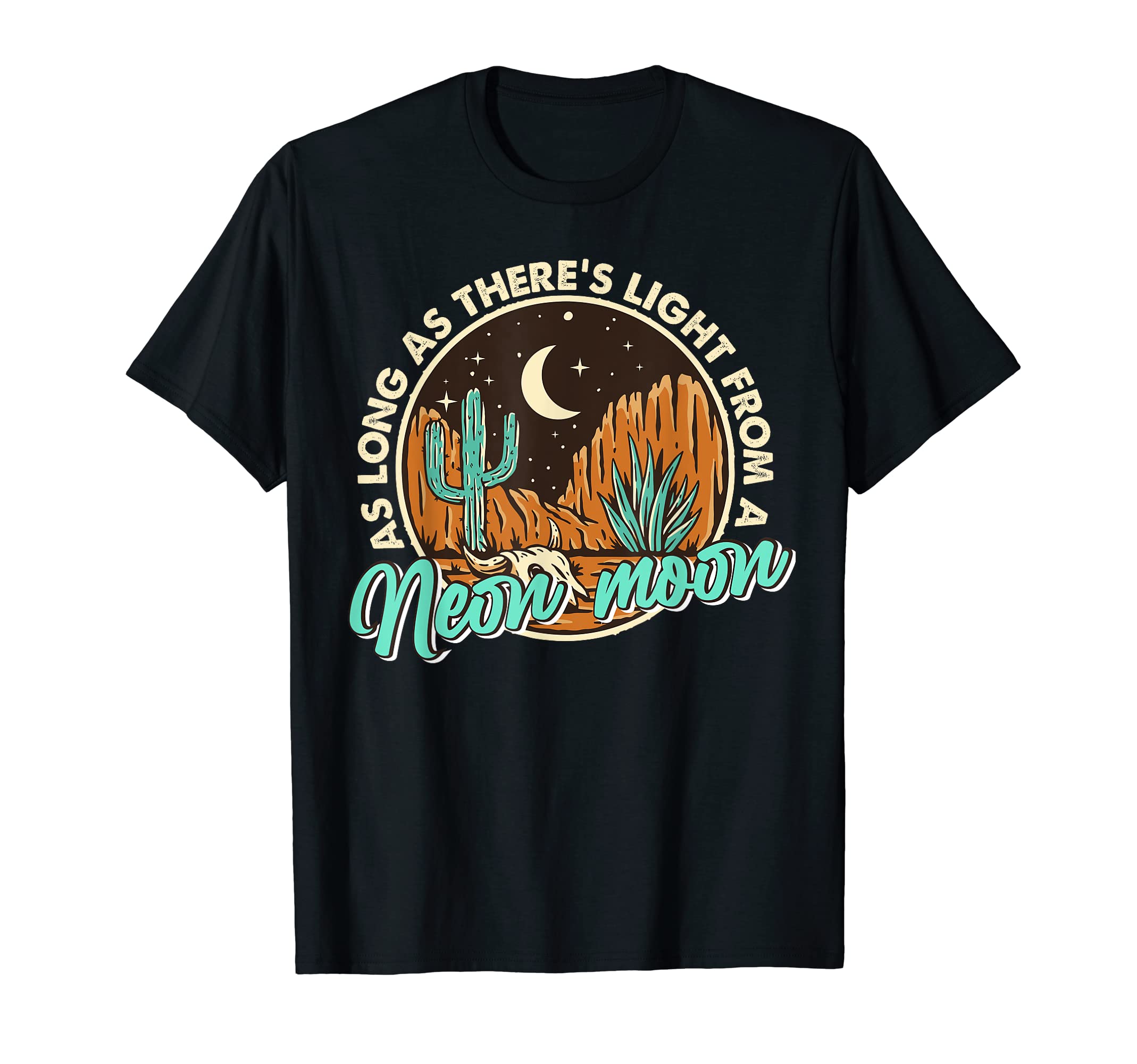 Neon Moon, Cactus Country Mountain Vintage Retro Western Cow T-Shirt