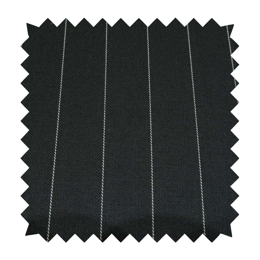 Premium Unstitched Black Pinstriped Suiting Fabric – Ideal for Custom Tailored Suits – 100% Luxury Terry Rayon Fabric – Rich Texture, Sophisticated Finish-image-2