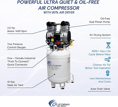 Miniatura 2 de Herramientas 10020dcad-22060Ultra Quiet y aceite del aire de California 20hp compresor de aire con sistema de secado de aire y Auto válvula de