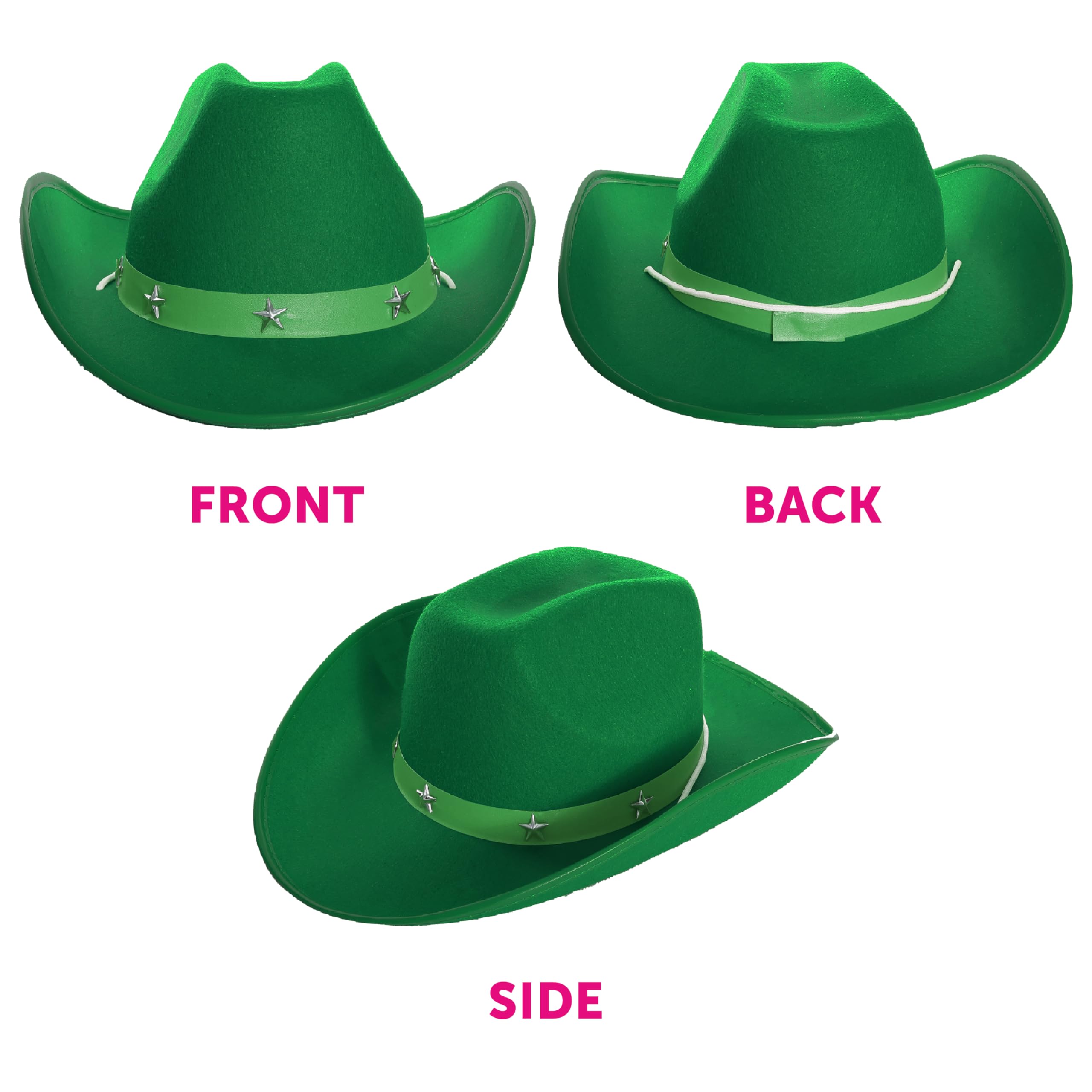 Sombrero de vaquero verde con tachuelas y boa de plumas, sombrero de vaquero verde y boa de plumas a juego, perfecto para el día de San Patricio y otros eventos de disfraces