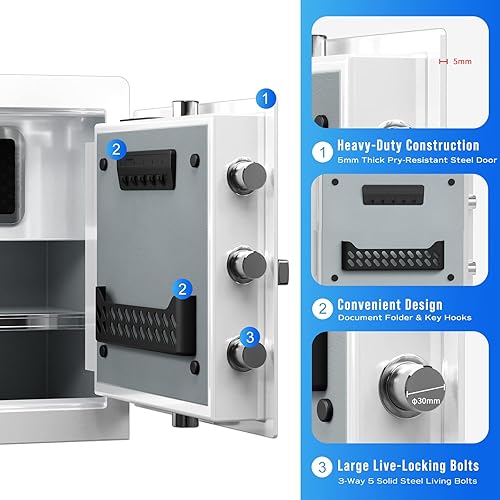 Miniatura 4 de RPNB Caja fuerte de lujo para el hogar, pantalla táctil inteligente, caja de seguridad biométrica de huellas dactilares con mensaje de voz,