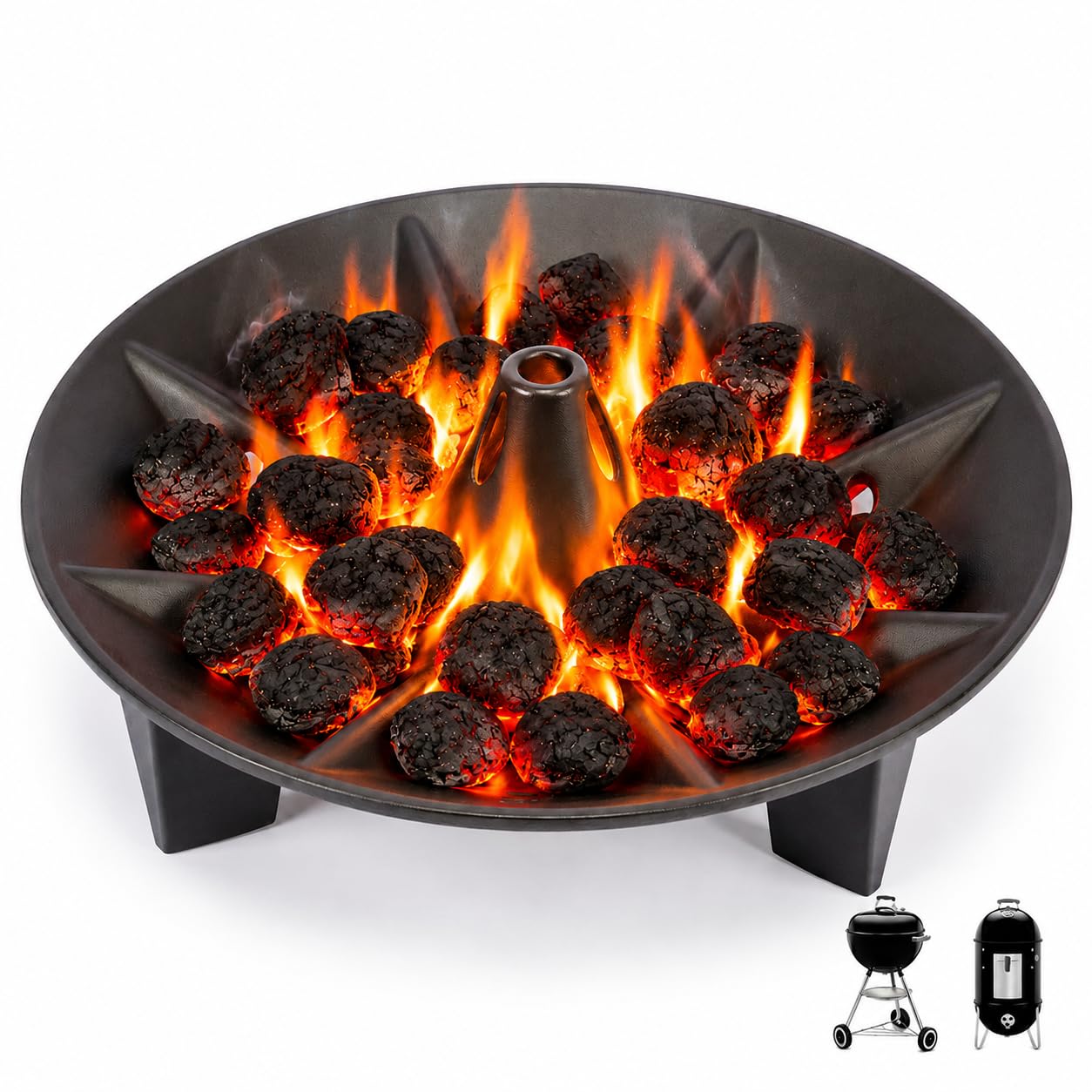 Denmay Holzkohle-Korb Briketthalter für Weber 47/57/67cm Holzkohlegrills, Holzkohlebrikett-Korb für Weber Kettle, One Touch, Master Touch, Kohle-Kraftstoffhalter, ersetzt den Holzkohlerost